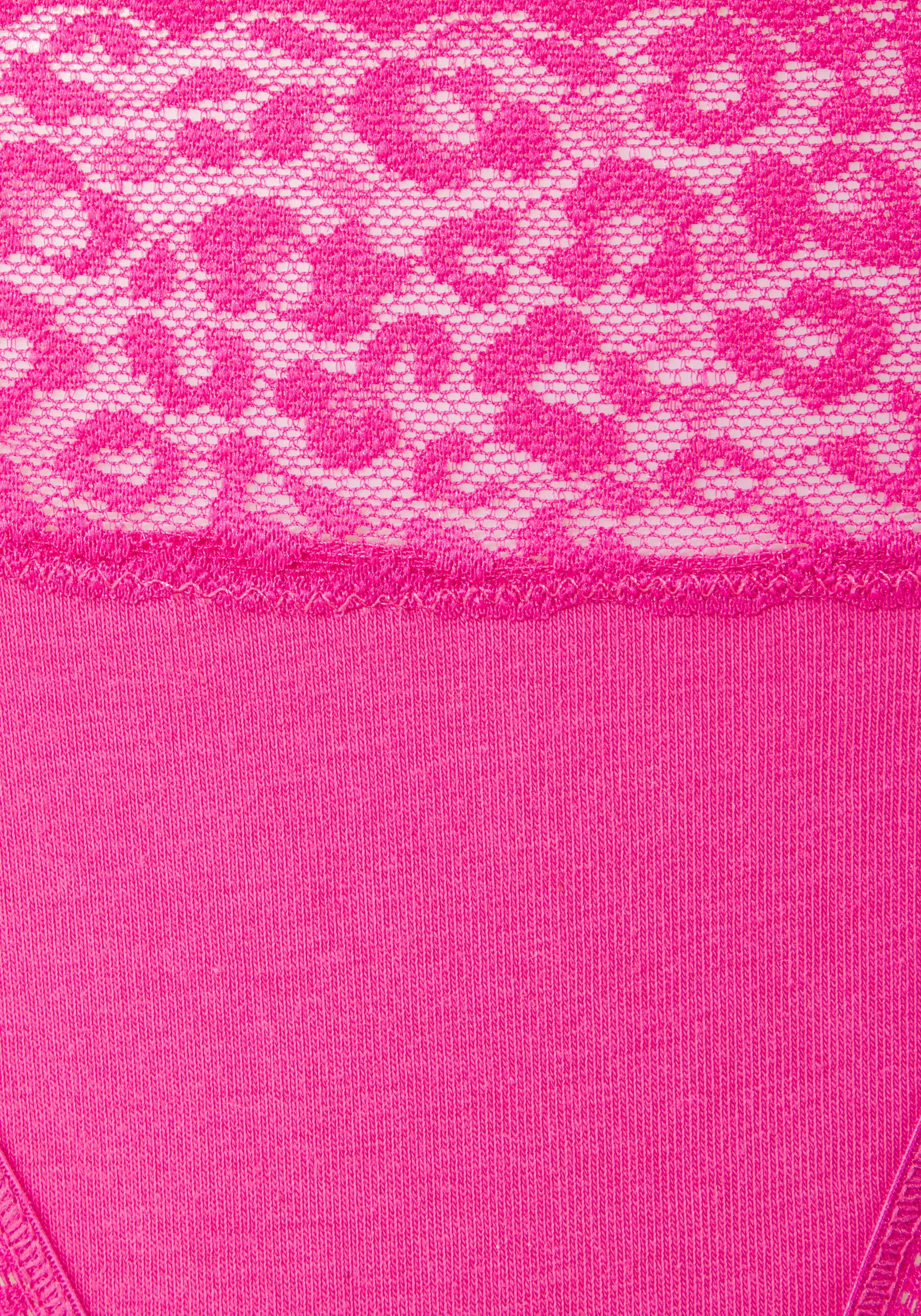 LASCANA Brasilslip 4er Pack,  aus elastischer Baumwolle mit Leo-Spitze am Bund
