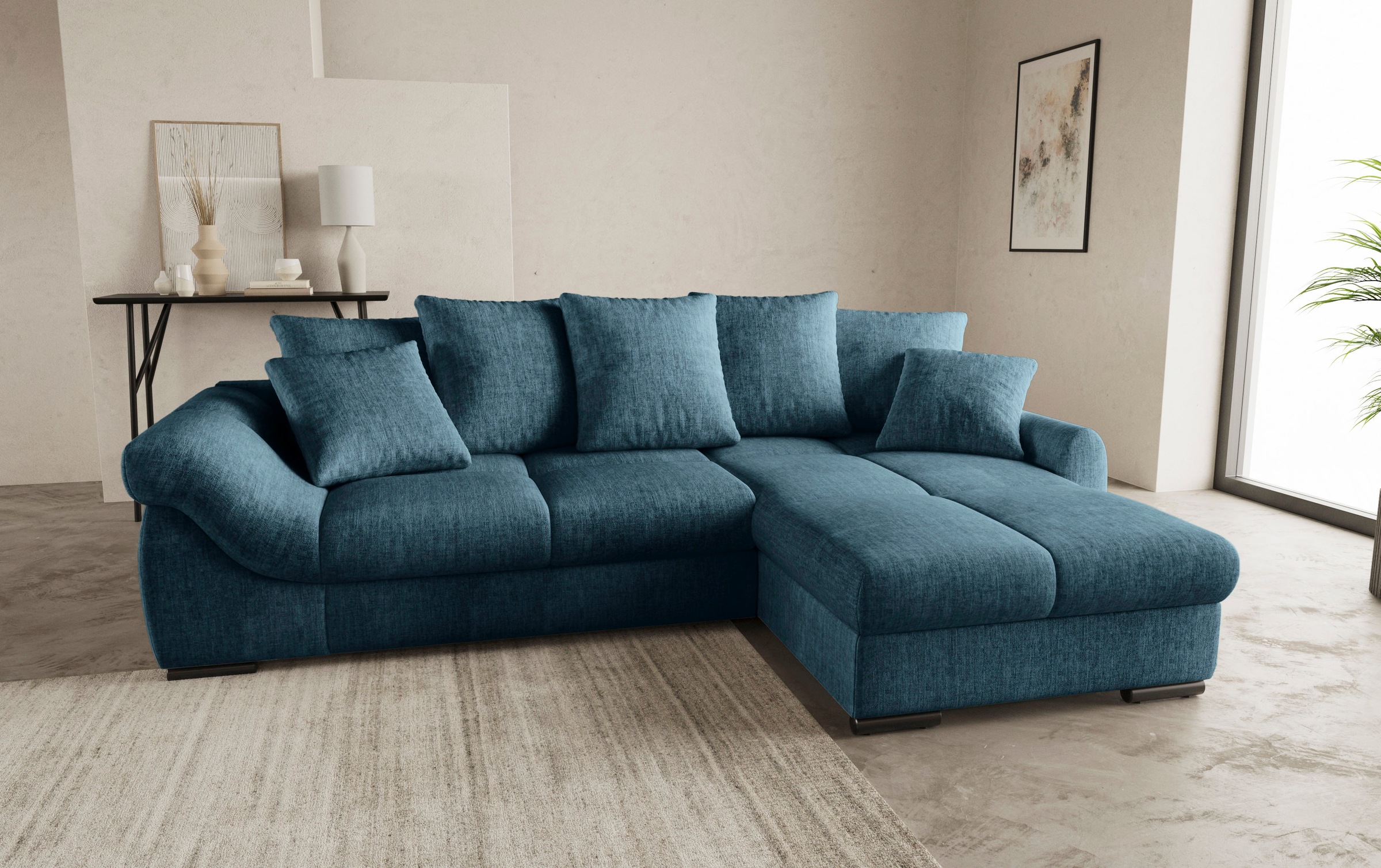 Mr. Couch Ecksofa »Livorno DuraFlex L-Form«, inkl. Hochschläfer-Bettauszug, XL-Bettkasten weiß beschichtet