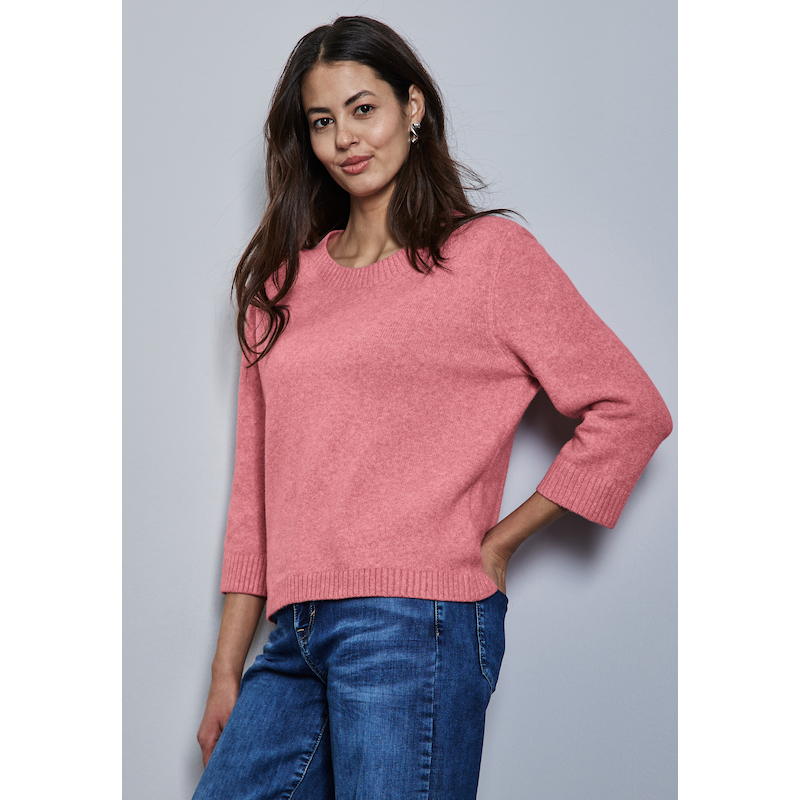 STREET ONE Strickpullover mit 3/4-Ärmeln sugar coral mel. 40 40 Pullover von STREET ONE