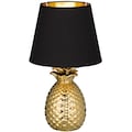 TRIO Leuchten Schreibtischlampe »Pineapple«, 1 flammig-flammig, Ananas Form gold, Stoffschirm schwarz/gold, Leuchtmittel wechselbar