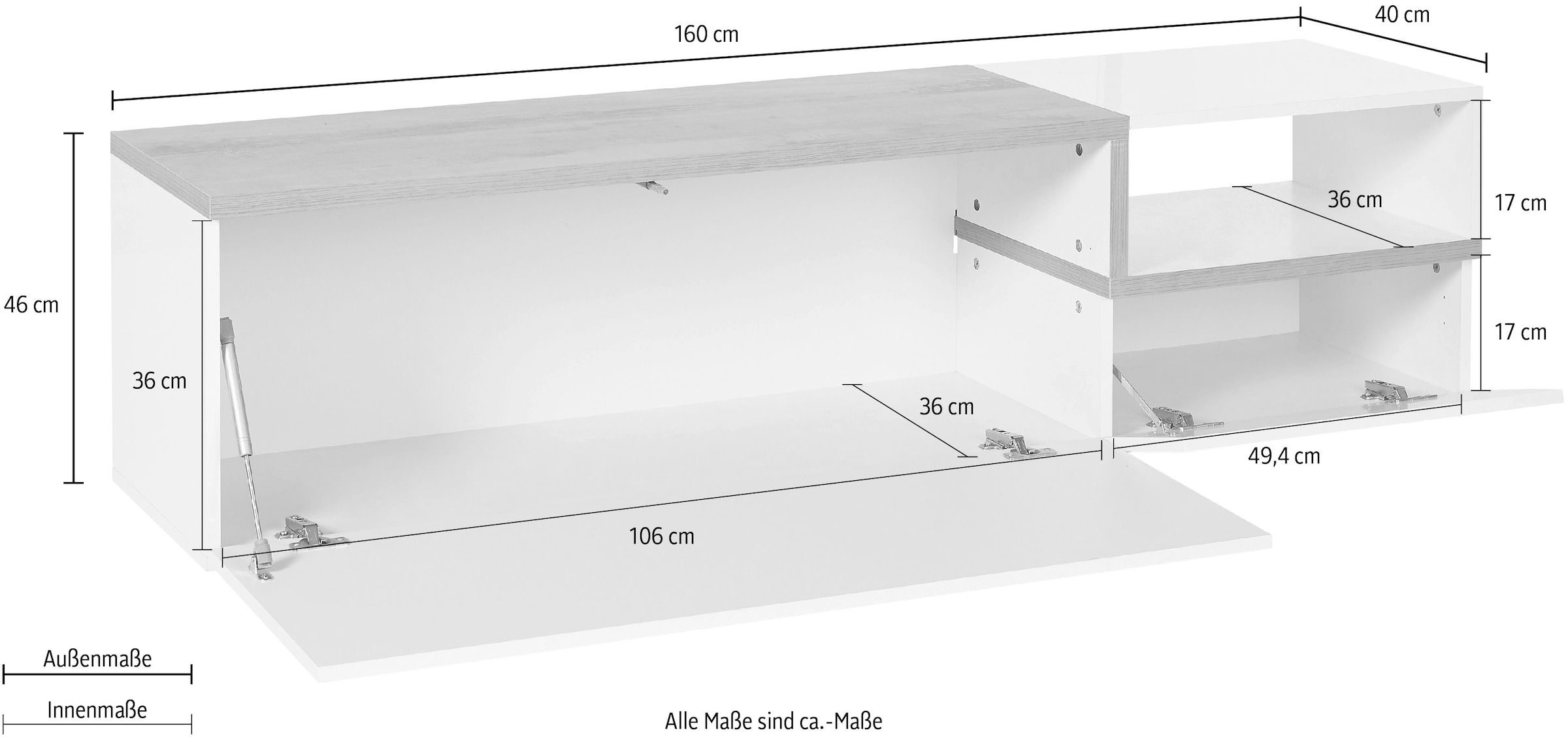 INOSIGN Lowboard »Zet«, Breite 160 cm