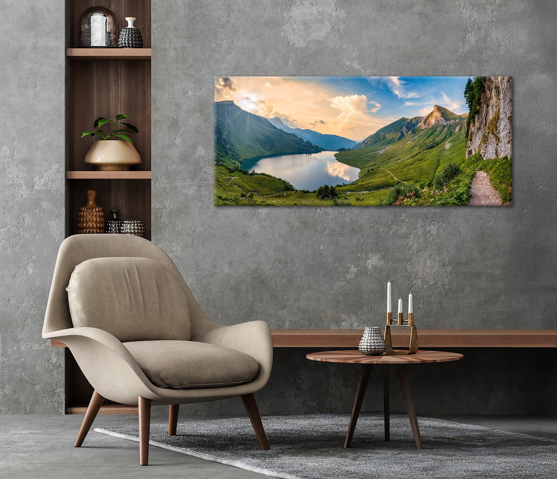 Bönninghoff Leinwandbild »Wandbild BERGSEE XXL 60x140 cm – Leinwandbild Keilrahmen Deko modern« Berge | Landschaft | Natur | See | Seebilder 1 Stk. tlg. auf Keilrahmen gespannt