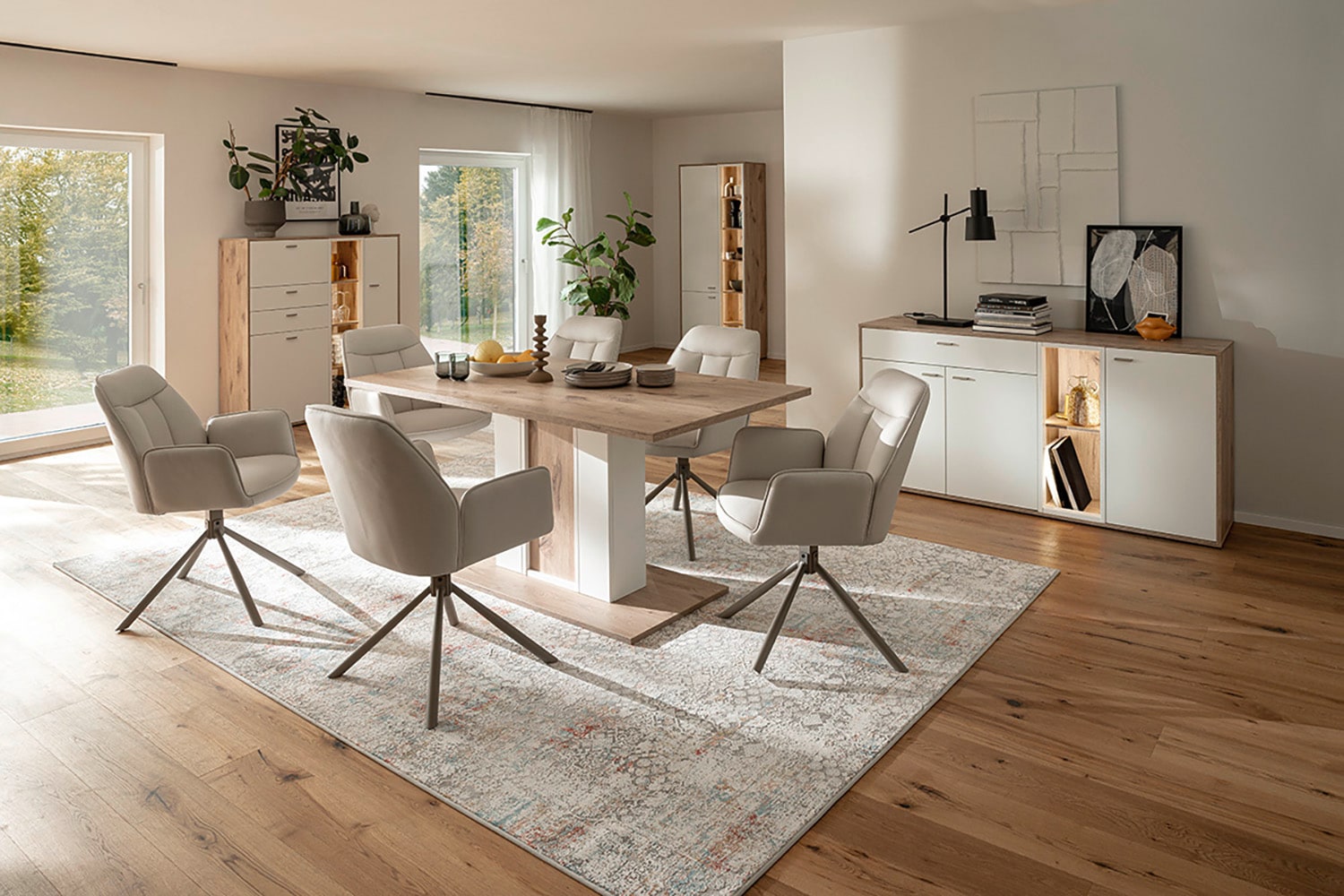 MCA furniture Highboard »SANTERNO«, mit 2 Türen, 2 Schubkästen,gedämpft, 1 Klappe, 4 Fächer, Breite 124 cm