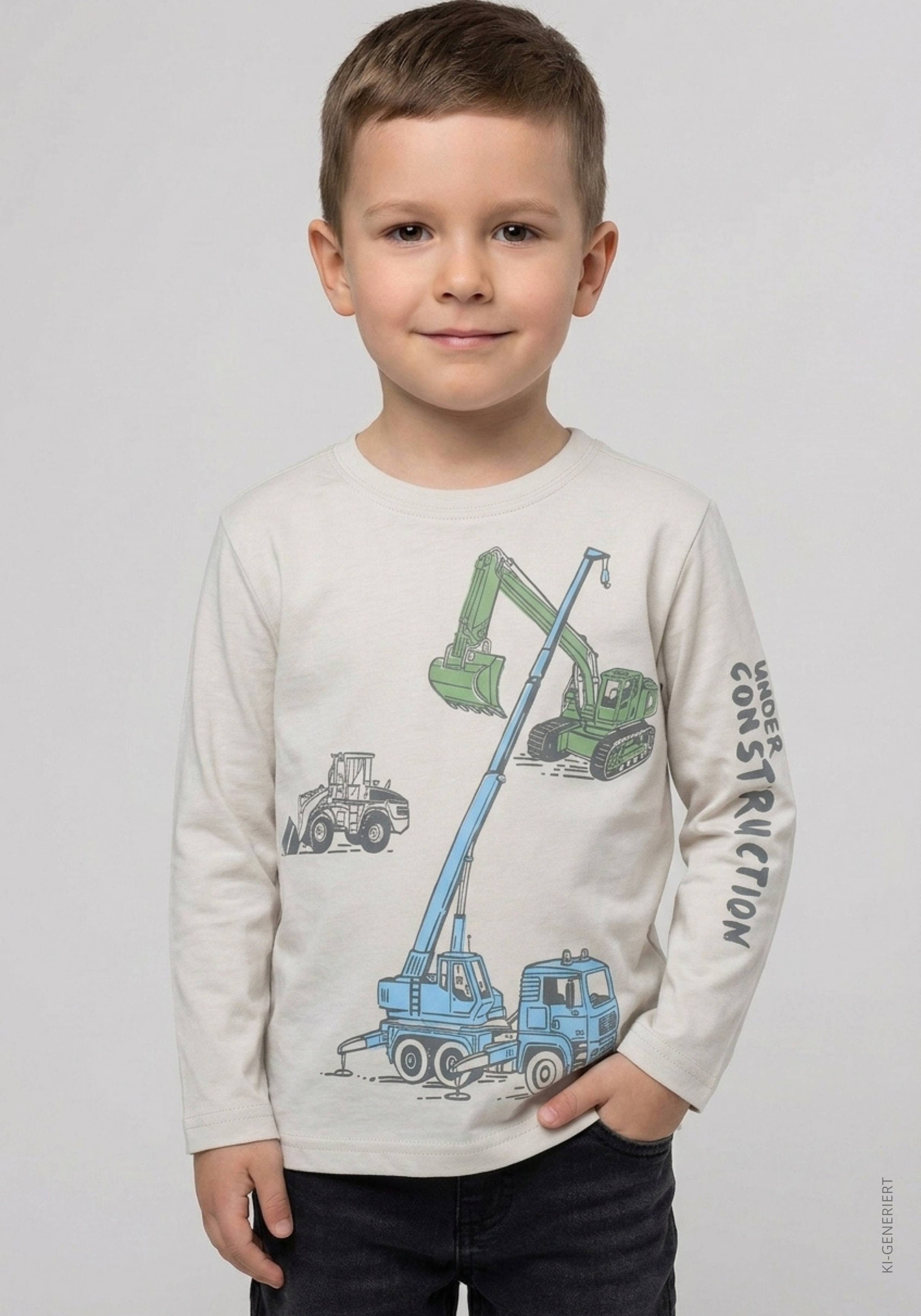 STACCATO Langarmshirt 2 2er Pack, mit Kran-Bagger-Motiv, für Boys