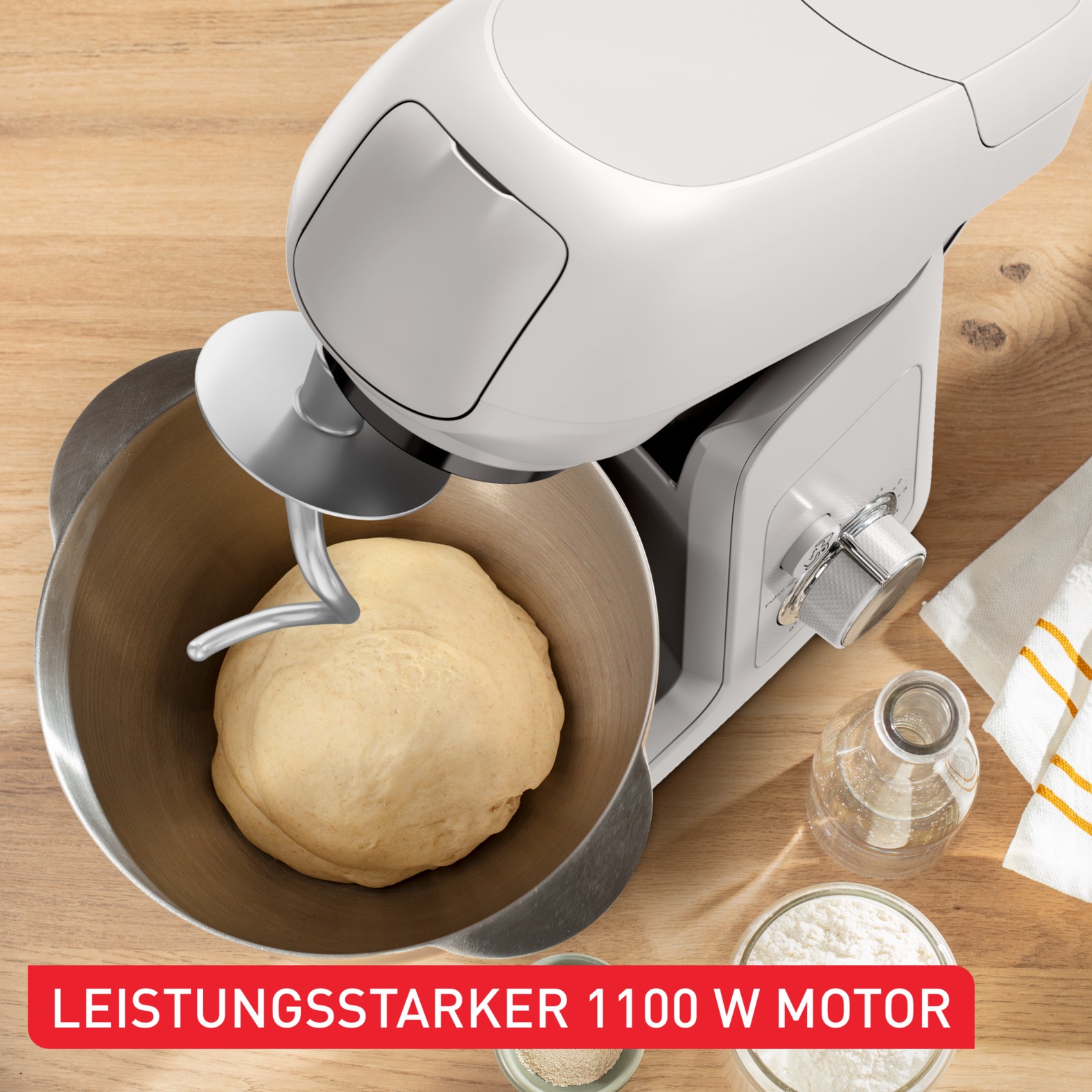 Tefal Küchenmaschine »QB525B Bake Partner«, langlebiges Metallgetriebe, planetarisches Rührsystem