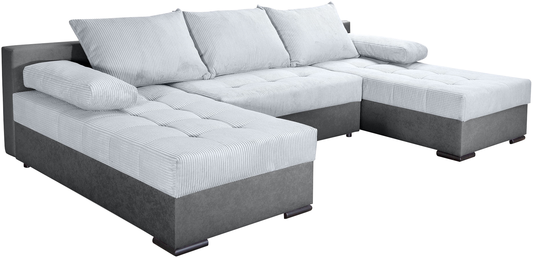 COLLECTION AB Wohnlandschaft »Josy, U-Form, Schlafsofa mit Bettkasten«, (Cord-/Mix), flexible Recamiere, Breite: 269cm, inklusive Rückenkissen, Cord/Mix