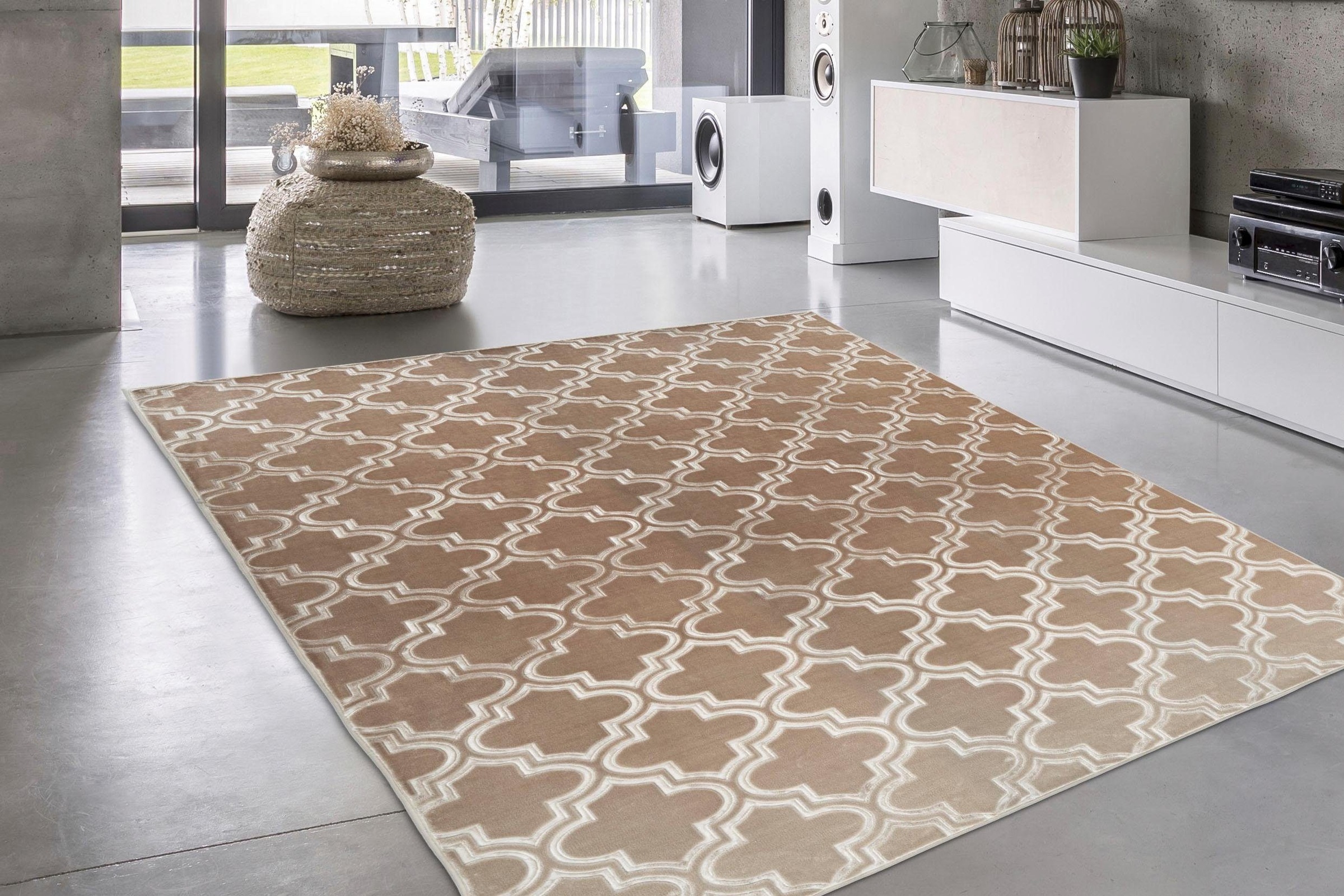 my home Teppich »Triana«, rechteckig, 7 mm Höhe, 3D-Design, geometrisches & modernes Design, Kurzflor, kuschelig