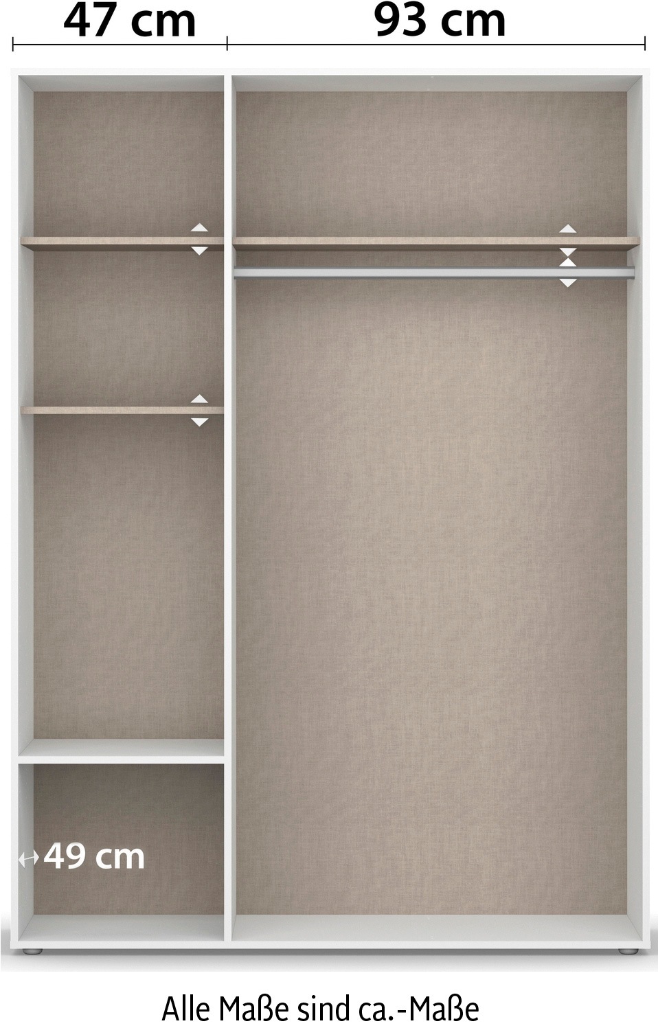 rauch Drehtürenschrank »Kleiderschrank Schrank Garderobe Wäscheschrank VOYAGER«, (in 3 verschiedenen Ausstattungen BASIC/CLASSIC/PREMIUM), moderne Griffe in Graumetallic mit Außenschubkästen MADE IN GERMANY