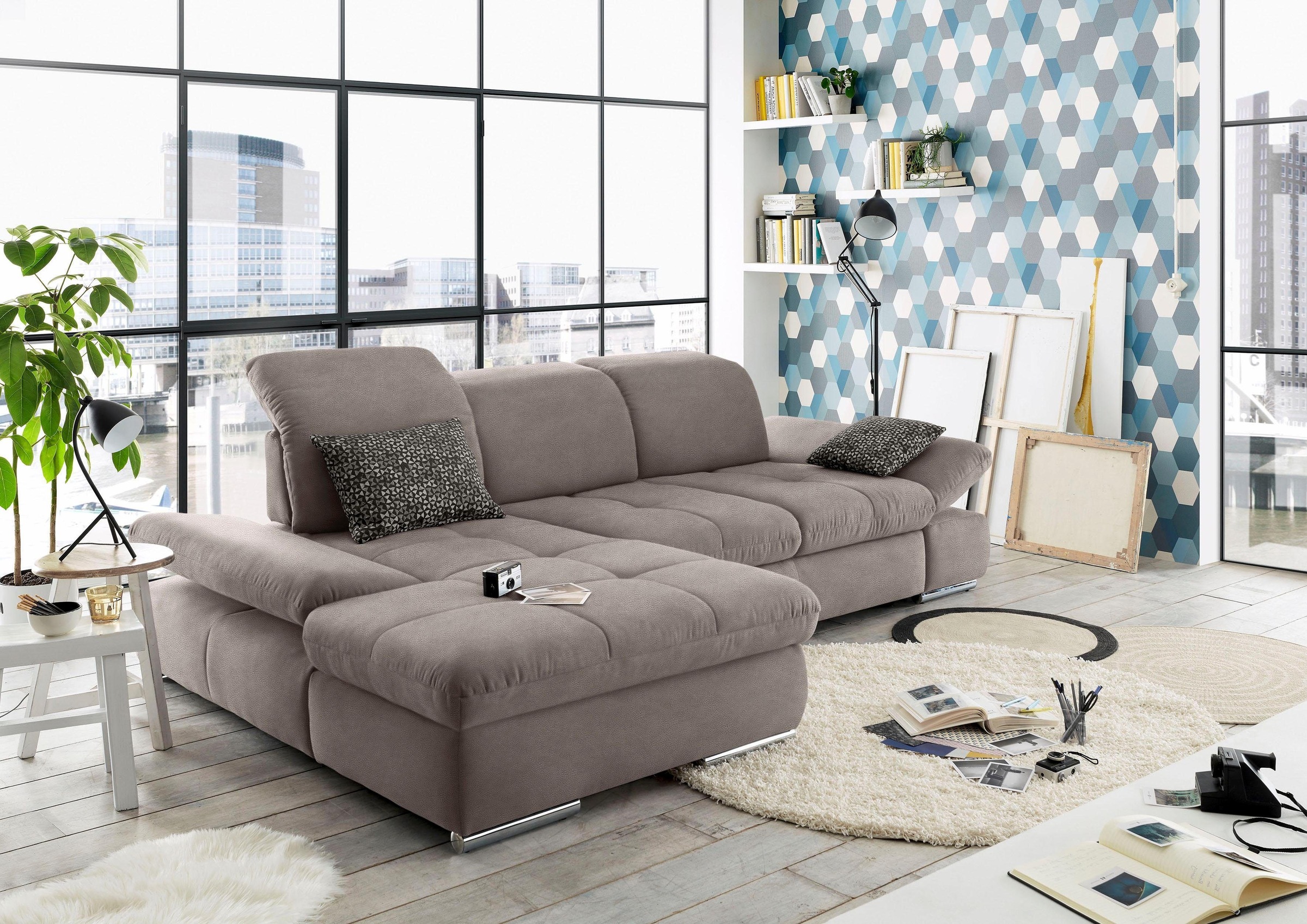 set one by Musterring Ecksofa »SO4100 V« mit verstellbaren Kopfteilen, wahl günstig online kaufen
