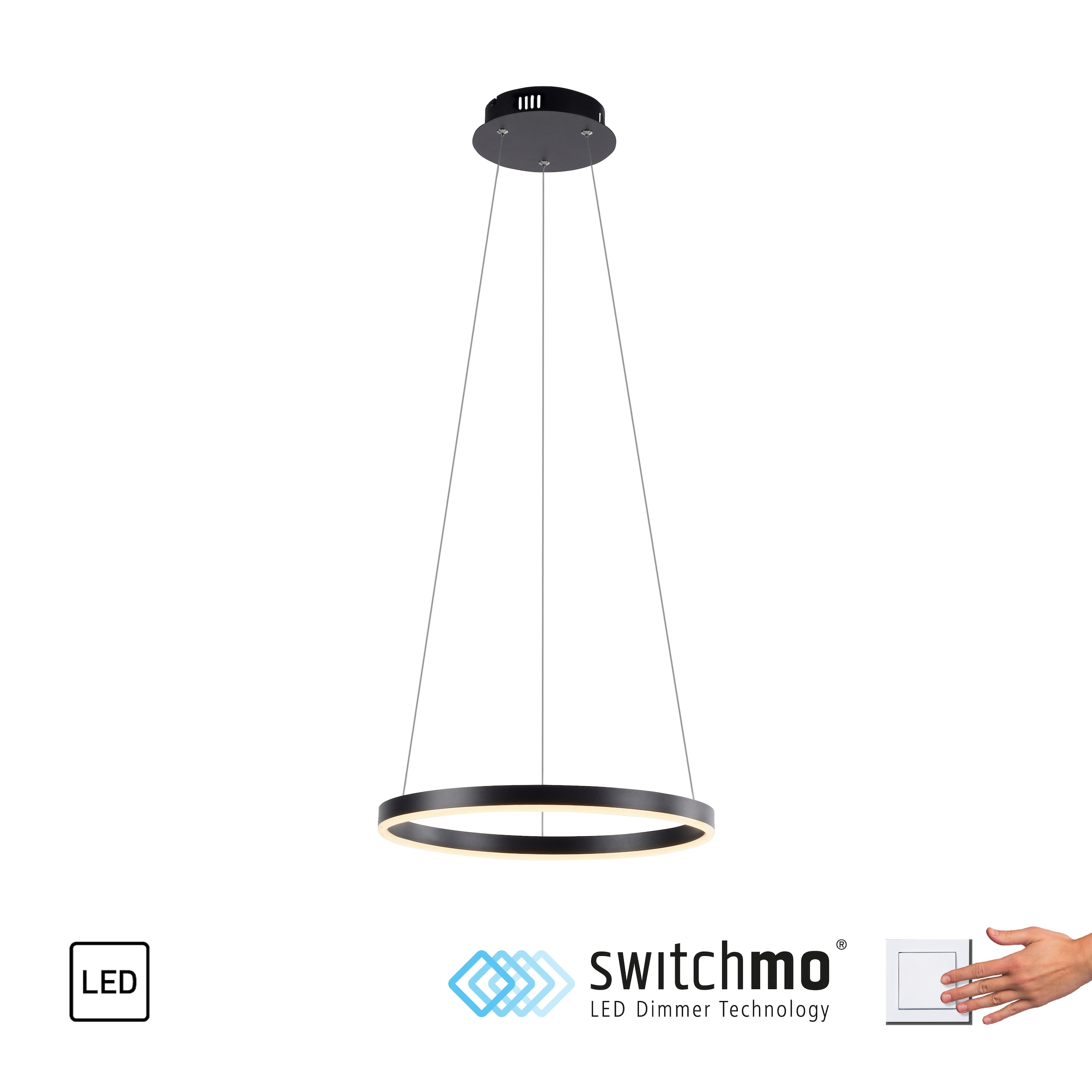 JUST LIGHT Pendelleuchte »RITUS«, 1 flammig, Leuchtmittel LED-Board | LED fest integriert, LED, dimmbar, Switchmo