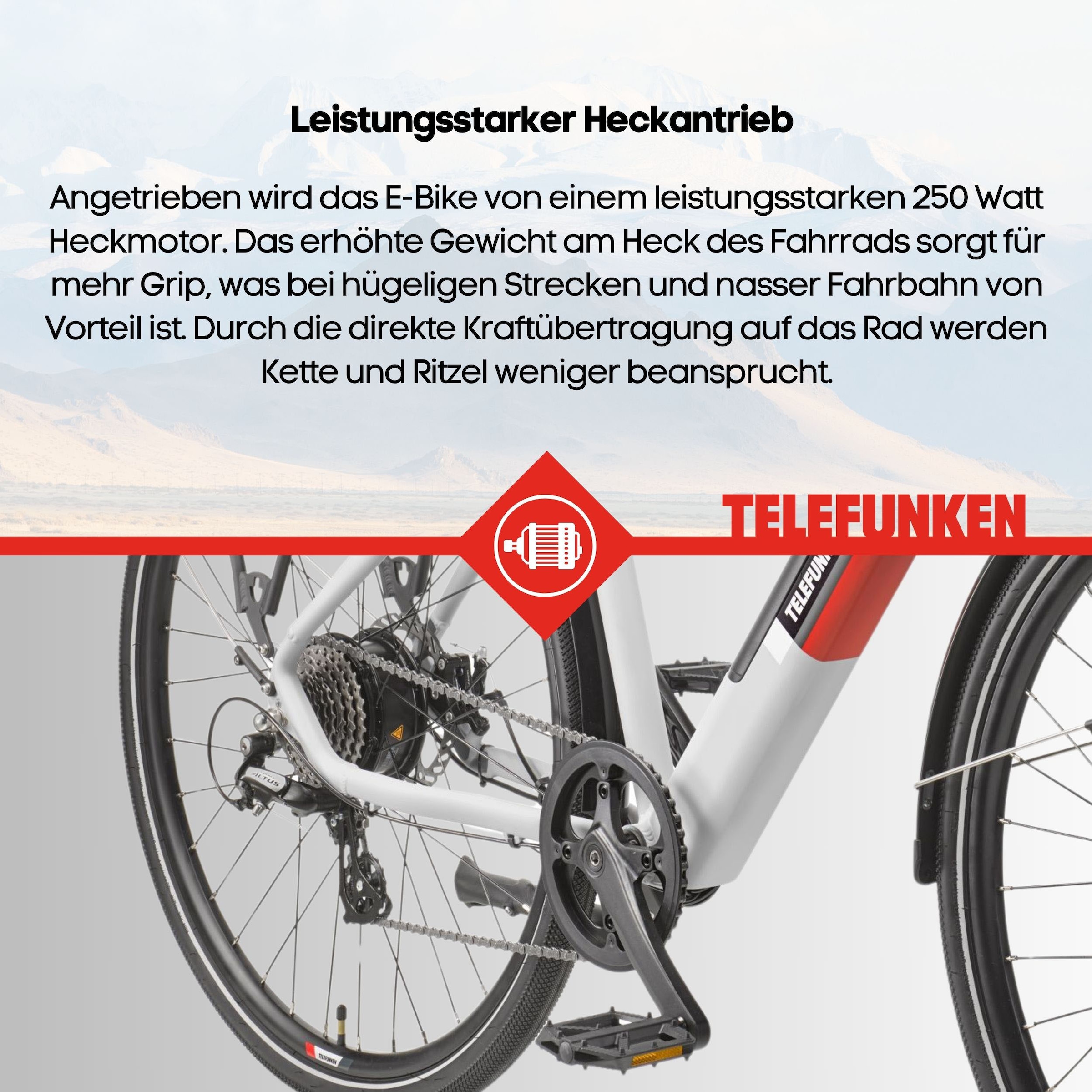 Telefunken E-Bike »E-Trekking Expedition XT490 Herren«, 8 Gang, Shimano, Altus, Heckmotor 250 W, Pedelec, Elektrofahrrad, Herren, innerhalb StVZO, 28 Zoll