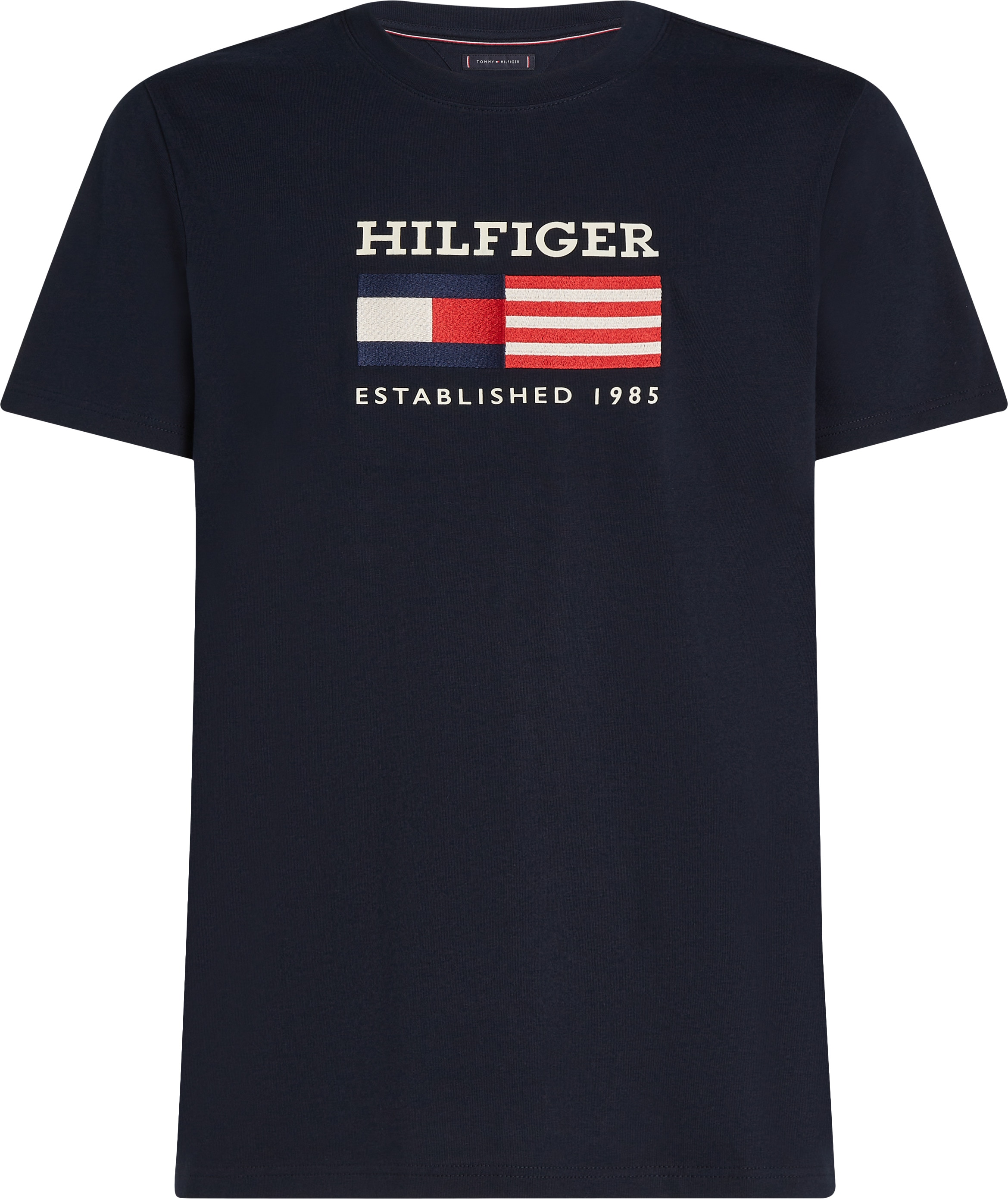 Tommy Hilfiger T-Shirt »AMERICANA MONOTYPE FLAG BOX TEE«, Mit markanter Stickerei