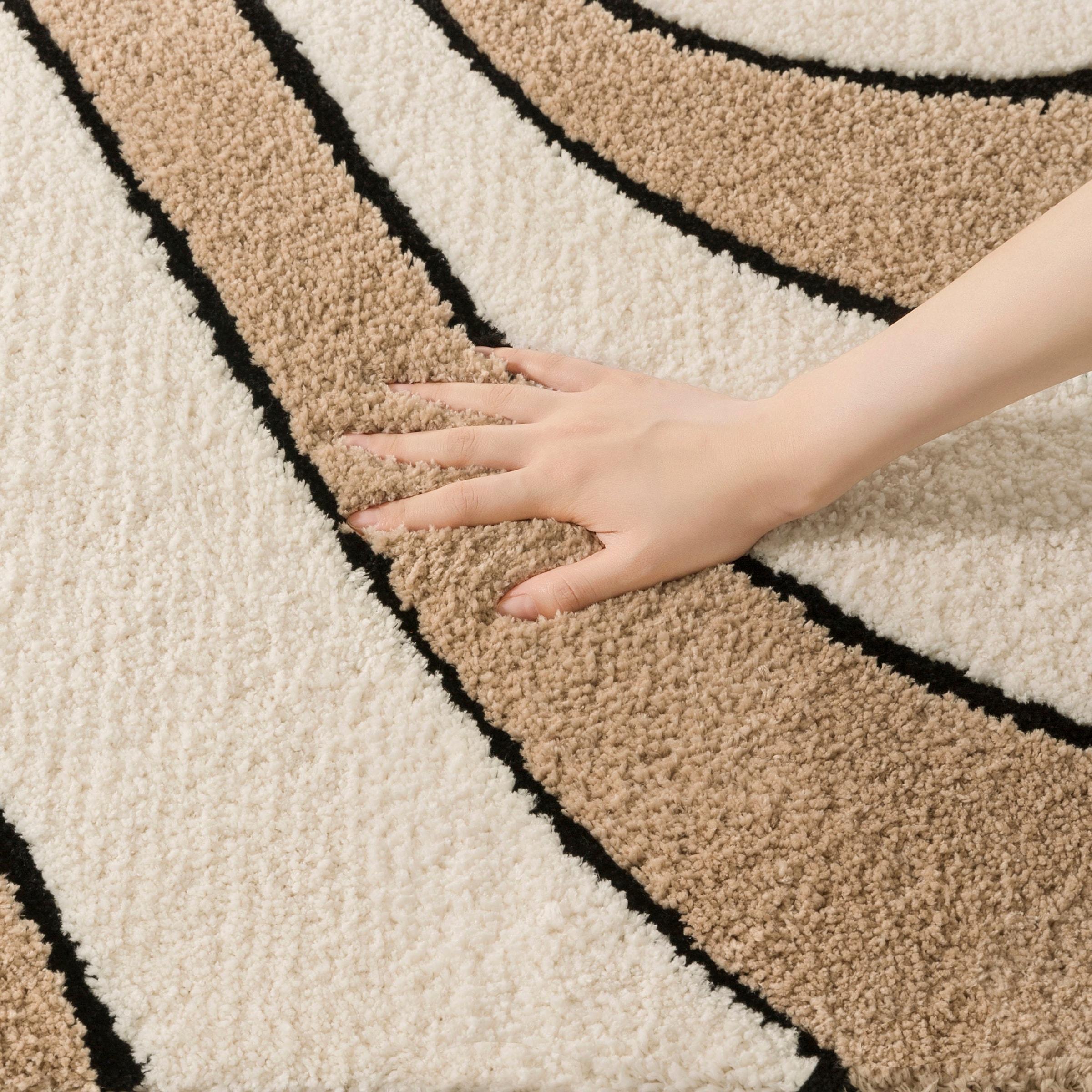 my home Badematte »Anna, Badvorleger, Badezimmer Teppich«, rutschhemmend beschichtet, fußbodenheizungsgeeignet-schnell trocknend, Badteppich, Hoch Tief Effekt, Modern, Weich, Wellen
