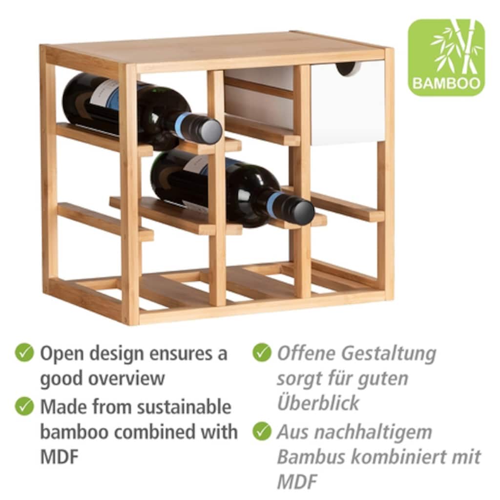 WENKO Weinflaschenhalter »Finja«, Bambus kombiniert mit MDF, mit Schublade für 8 Flaschen, Scandic Style