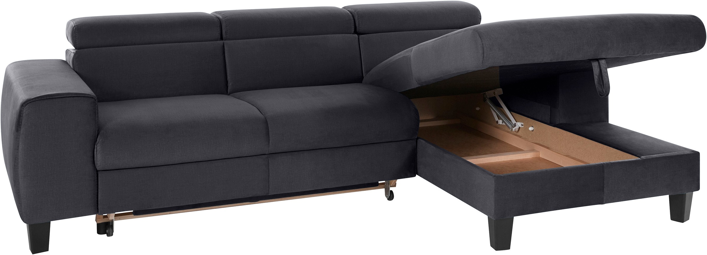 COTTA Ecksofa »Morven L-Form mit Kopfteilverstellung«, wahlweise mit Bettfunktion, Bettkasten & Wireless-Charger