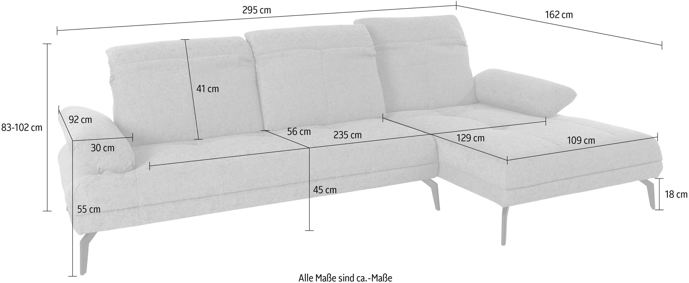 andas Ecksofa »Stenlille L-Form«, incl. Sitztiefen-, Kopfteil- und Armteilverstellung