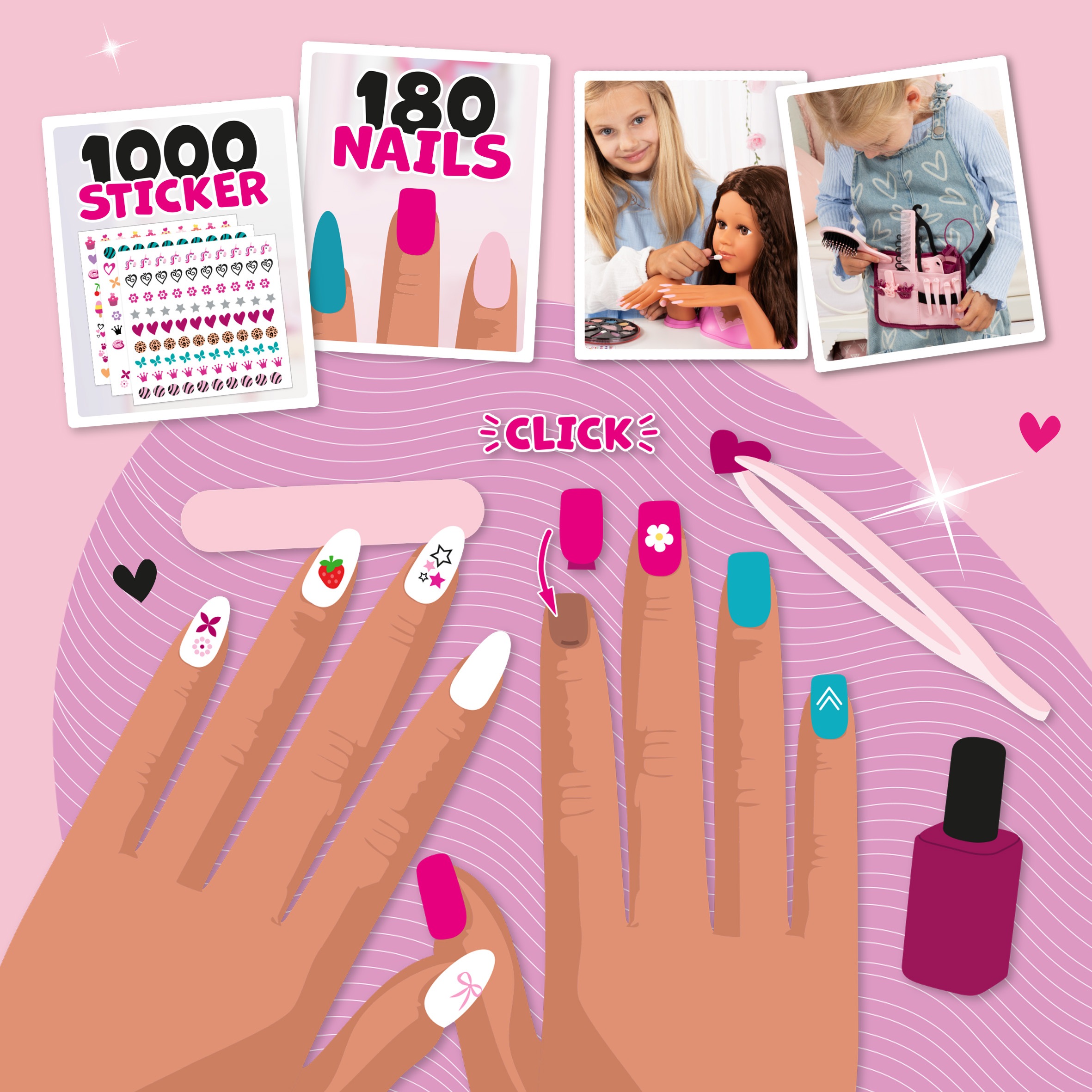 Bayer Frisier- & Schminkkopf »Charlene Super Model Magic Nails«