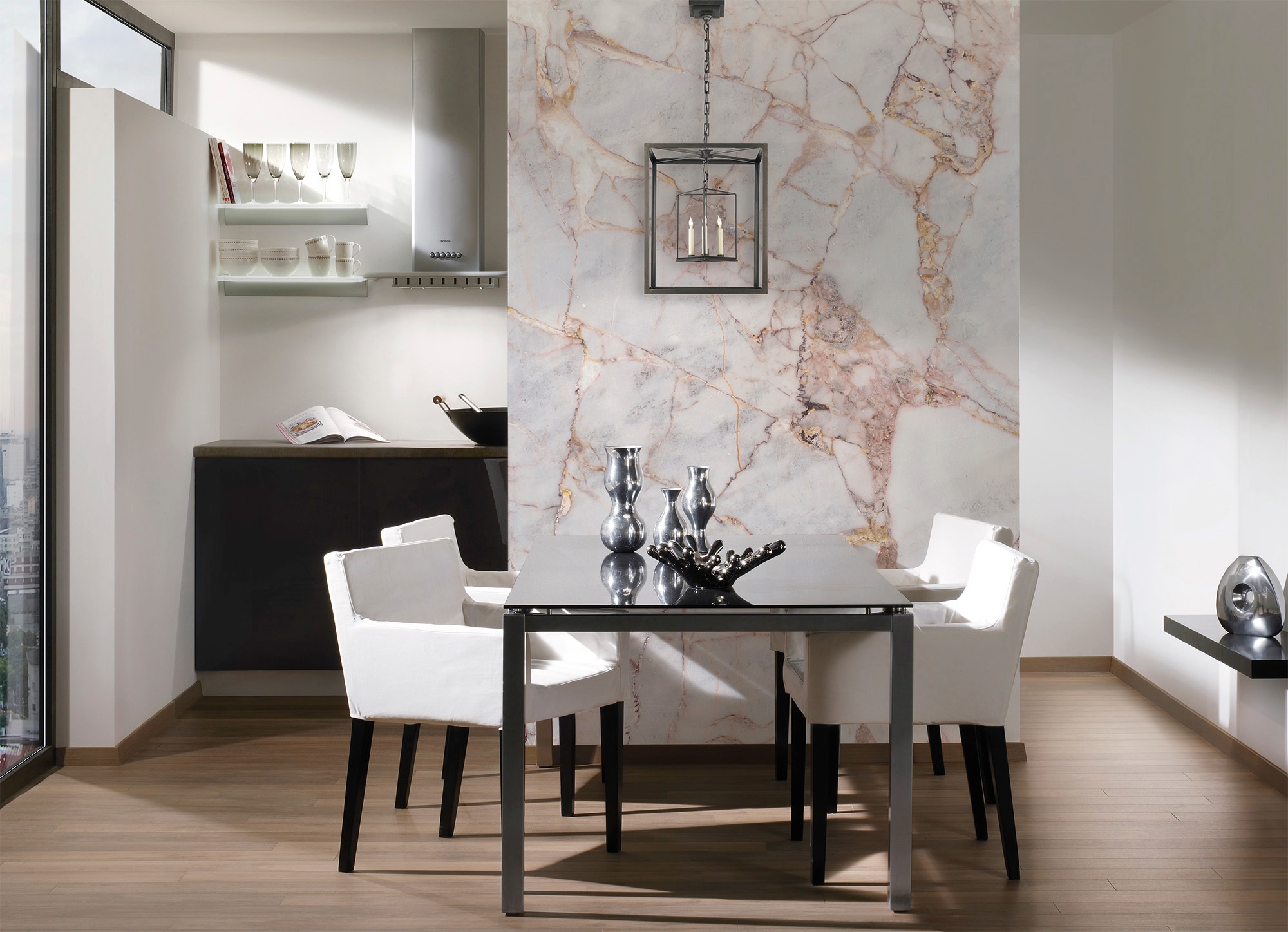 living walls Fototapete »Designwalls Gray Light Marble«, Vlies, Wand, Schräge, Decke
