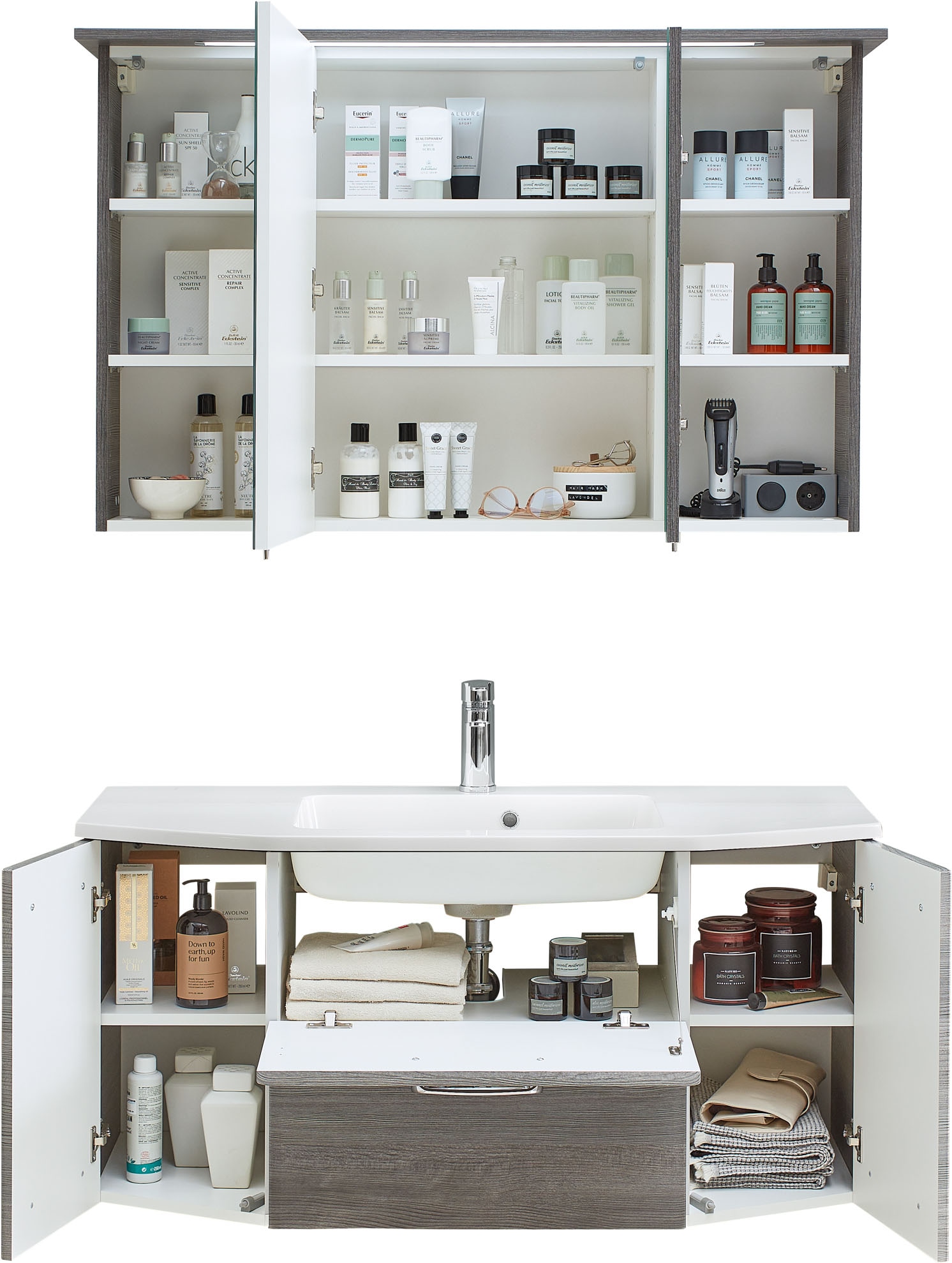 Saphir Badmöbel-Set »3-teilig, mit Spiegelschrank« Set, 3 Stk. tlg.
