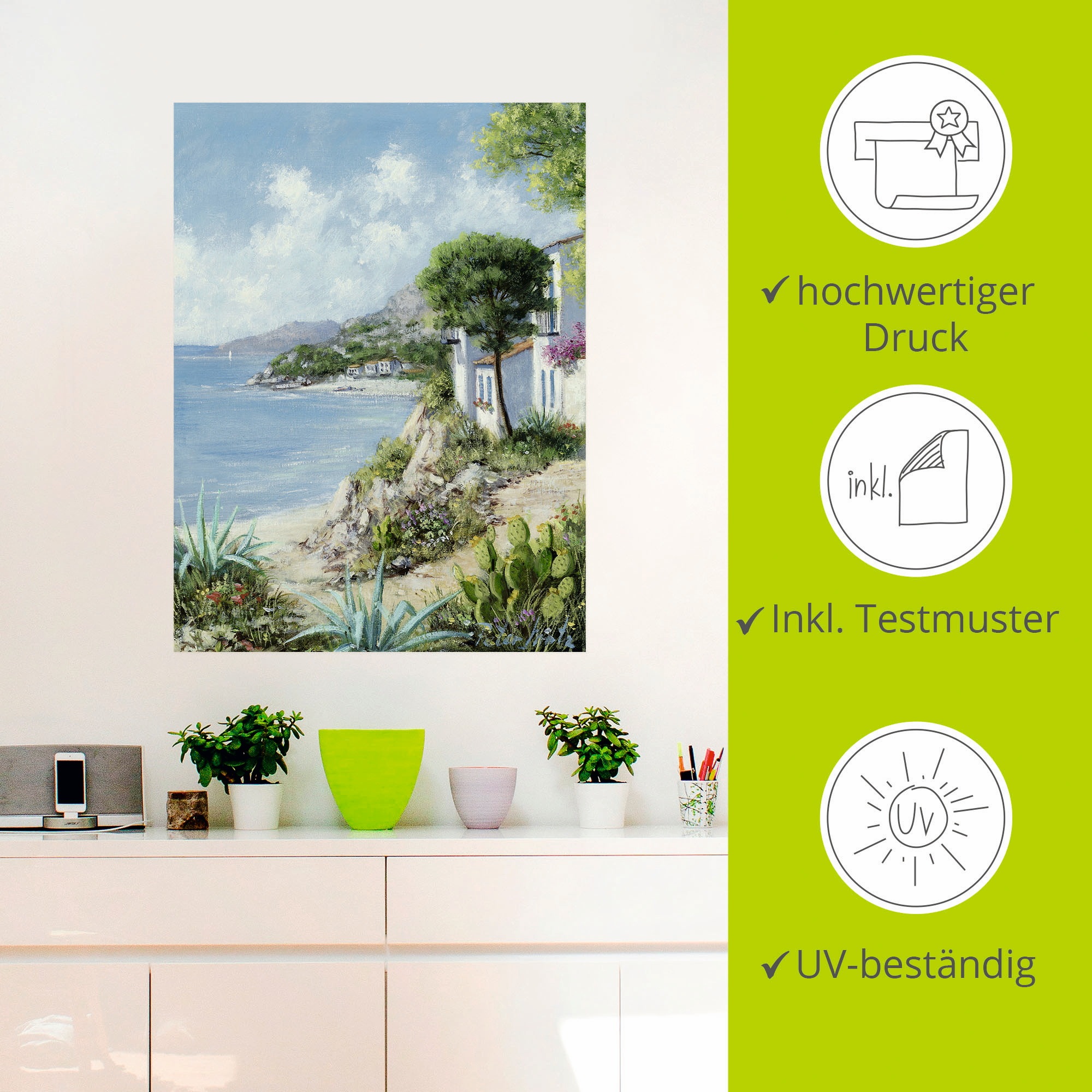 Artland Wandbild »Weg zum Meer«, Gewässer, (1 St.), als Leinwandbild, Wandaufkleber in verschied. Größen