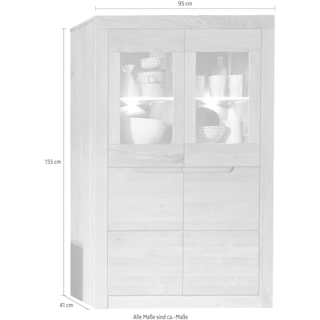 Wohnglücklich by Infantil Vitrine »Basel«, Glasvitrine, Schrank,  Hochschrank, Wildeiche Höhe 155 cm, Landhaus online bestellen