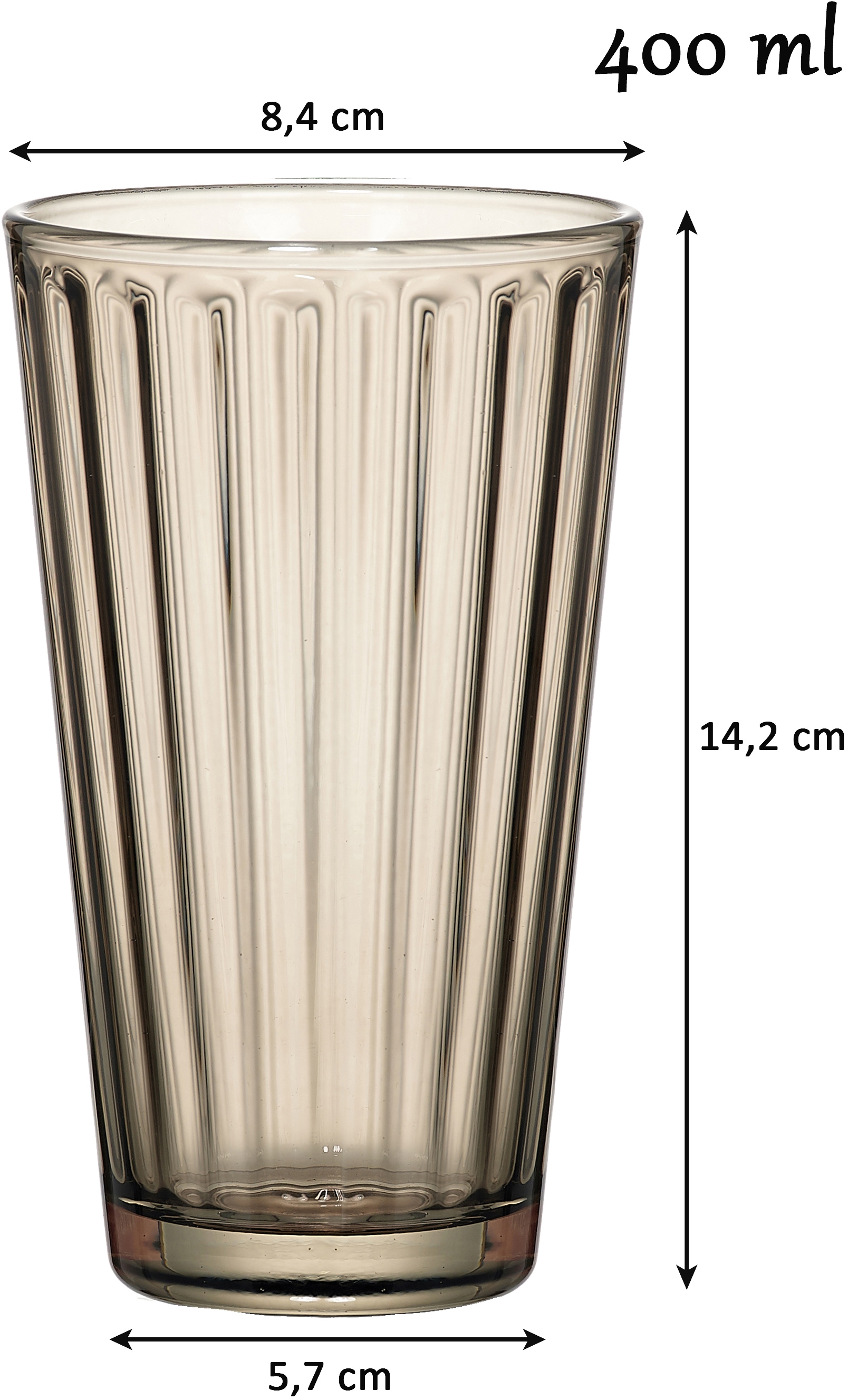 Ritzenhoff & Breker Longdrinkglas »Lawe«, (Set, 6 tlg., 6 Longdrinkgläser, je 400 ml), topaktuelles Innen-Facettierung
