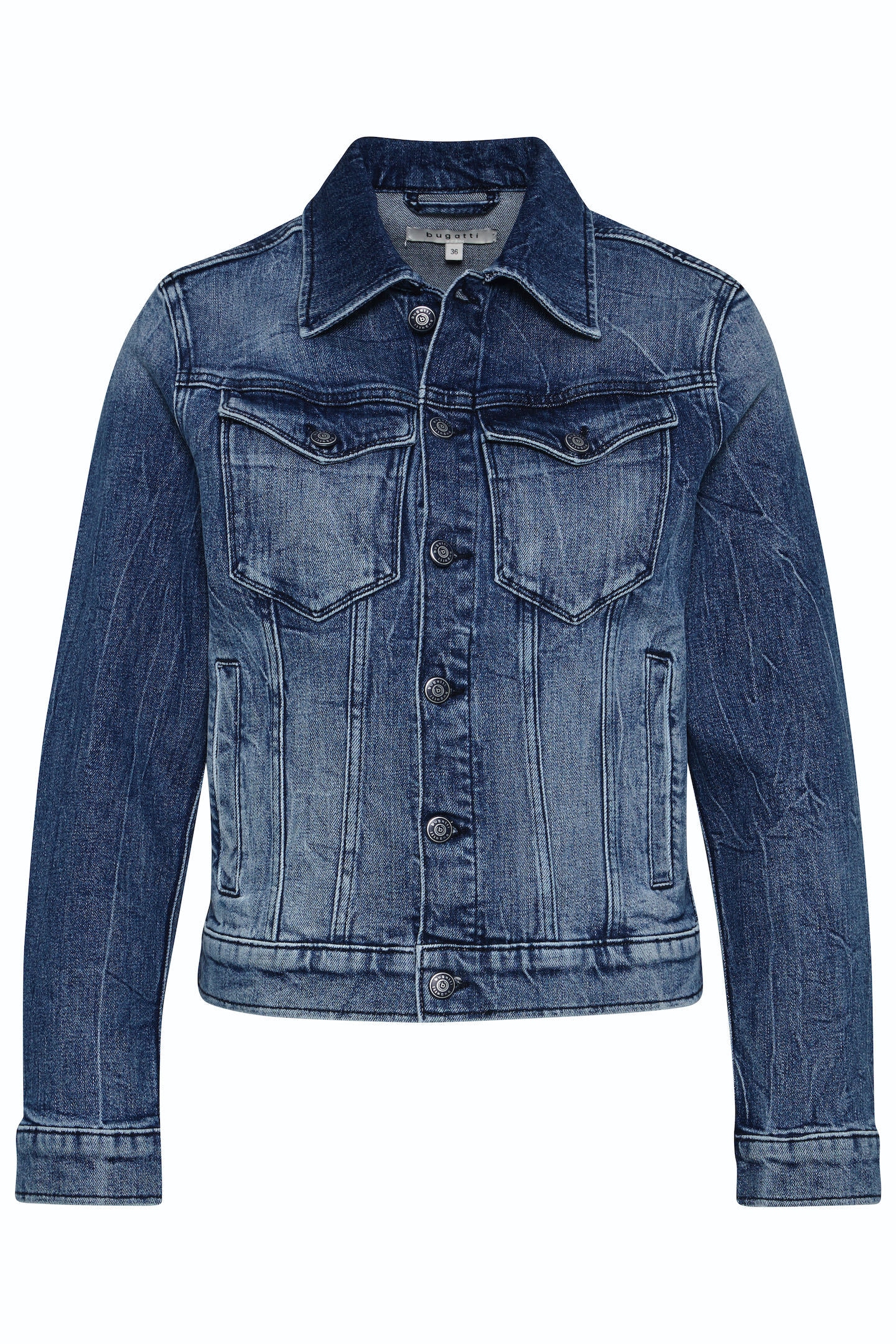 bugatti Jeansjacke ohne Kapuze in Used-Optik
