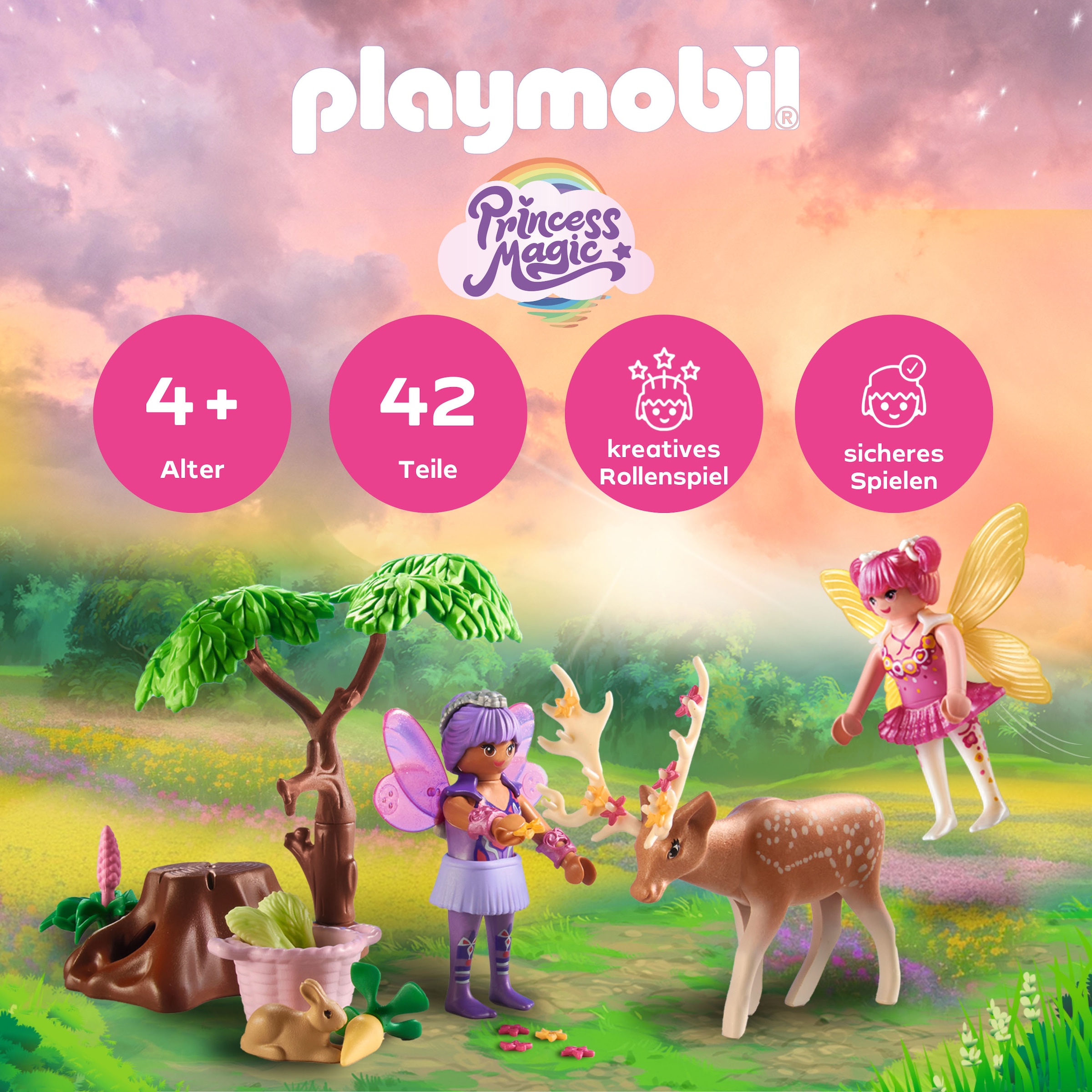Playmobil® Konstruktions-Spielset »Feen mit süßen Waldtieren (71800), Playmobil Fairies«, (42 St.), Made in Europe