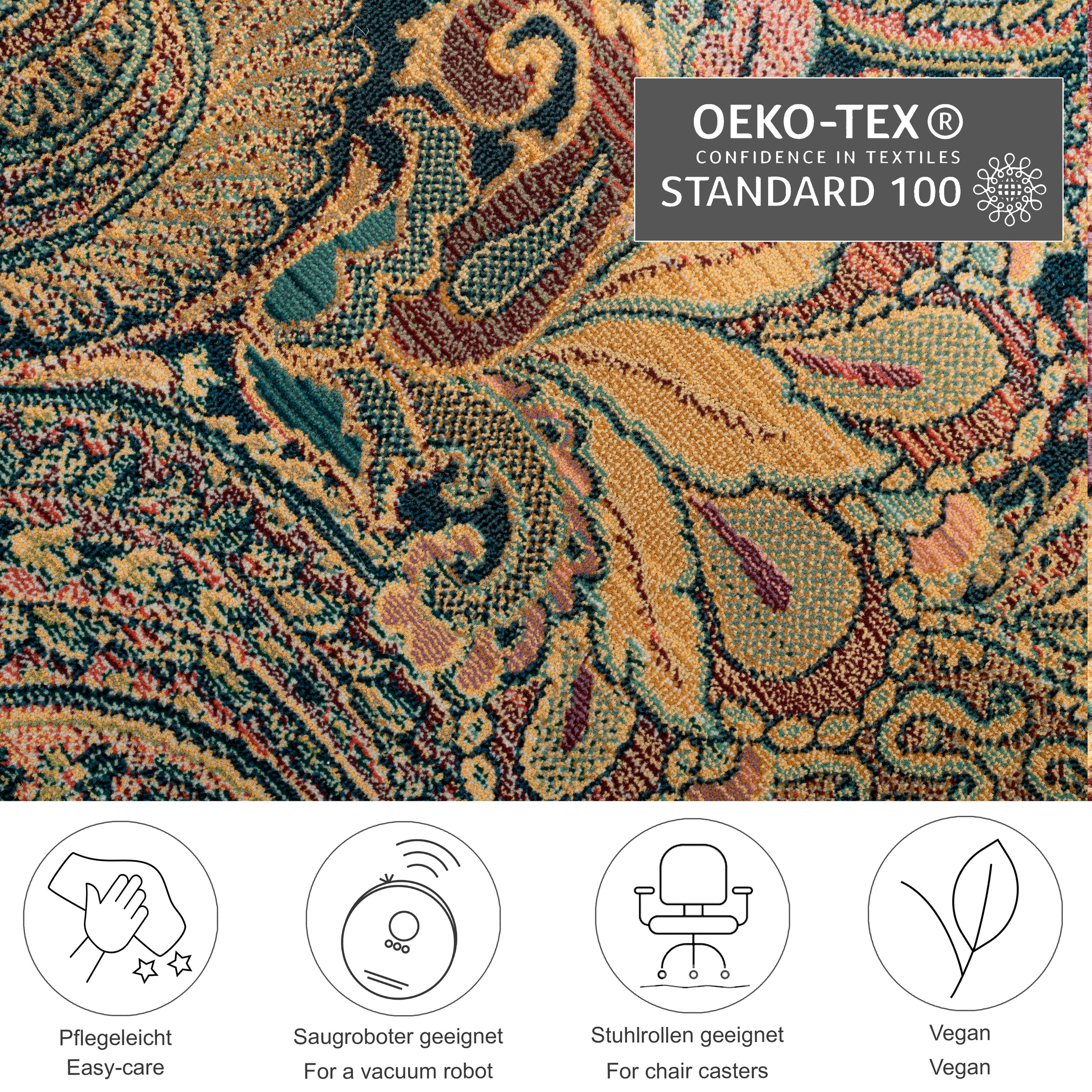 THEKO Teppich »Gabiro 739«, rechteckig, 10 mm Höhe, Kurzflor, Ornamente, ideal im Wohnzimmer & Schlafzimmer