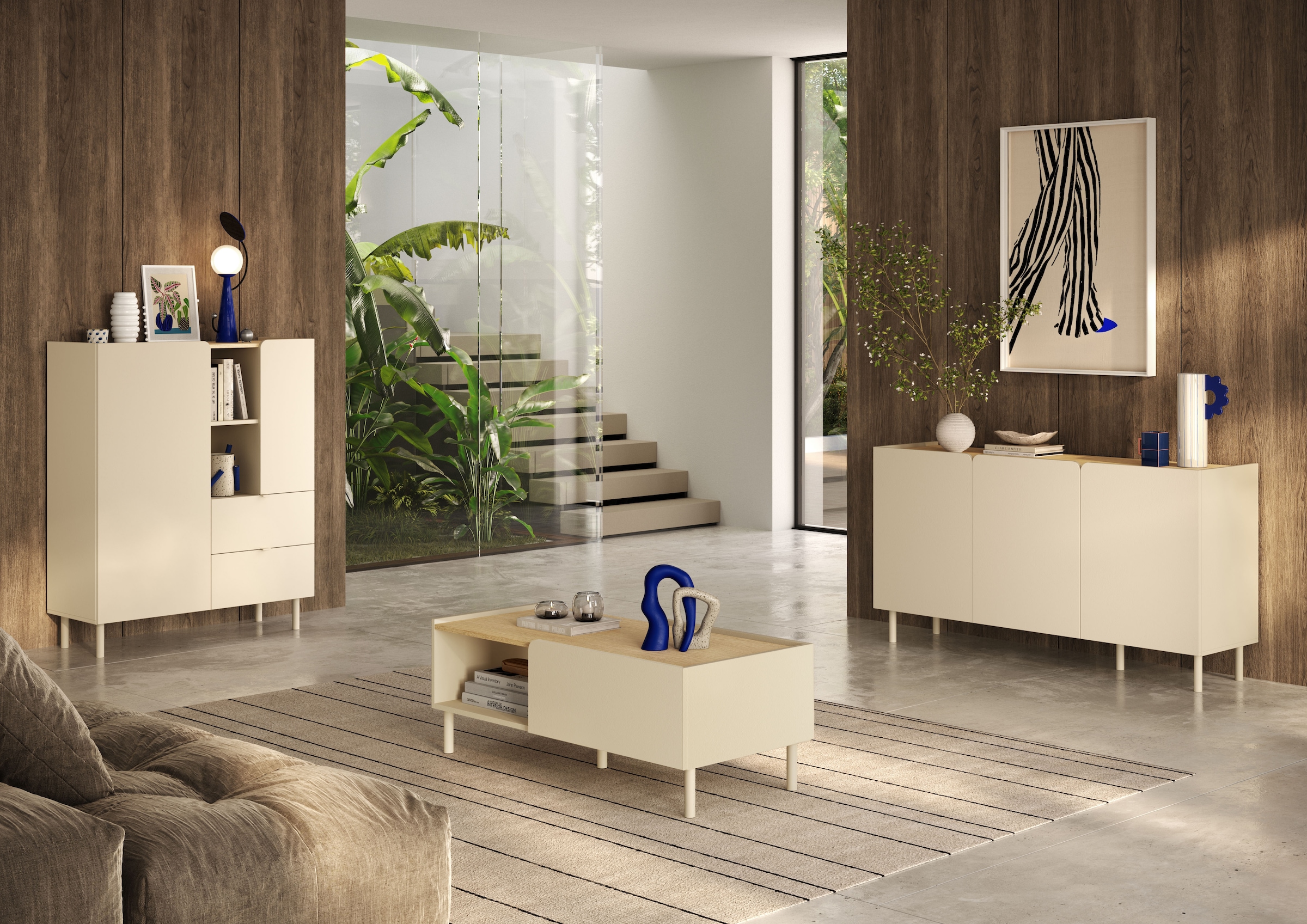 OTTO home Couchtisch »Dobbiaco 112x54 cm Korpus-Couchtisch, 2 Klappen, offenes Fach« Rechteckiger Wohnzimmertisch mit flexiblem Stauraum & Metallfüßen