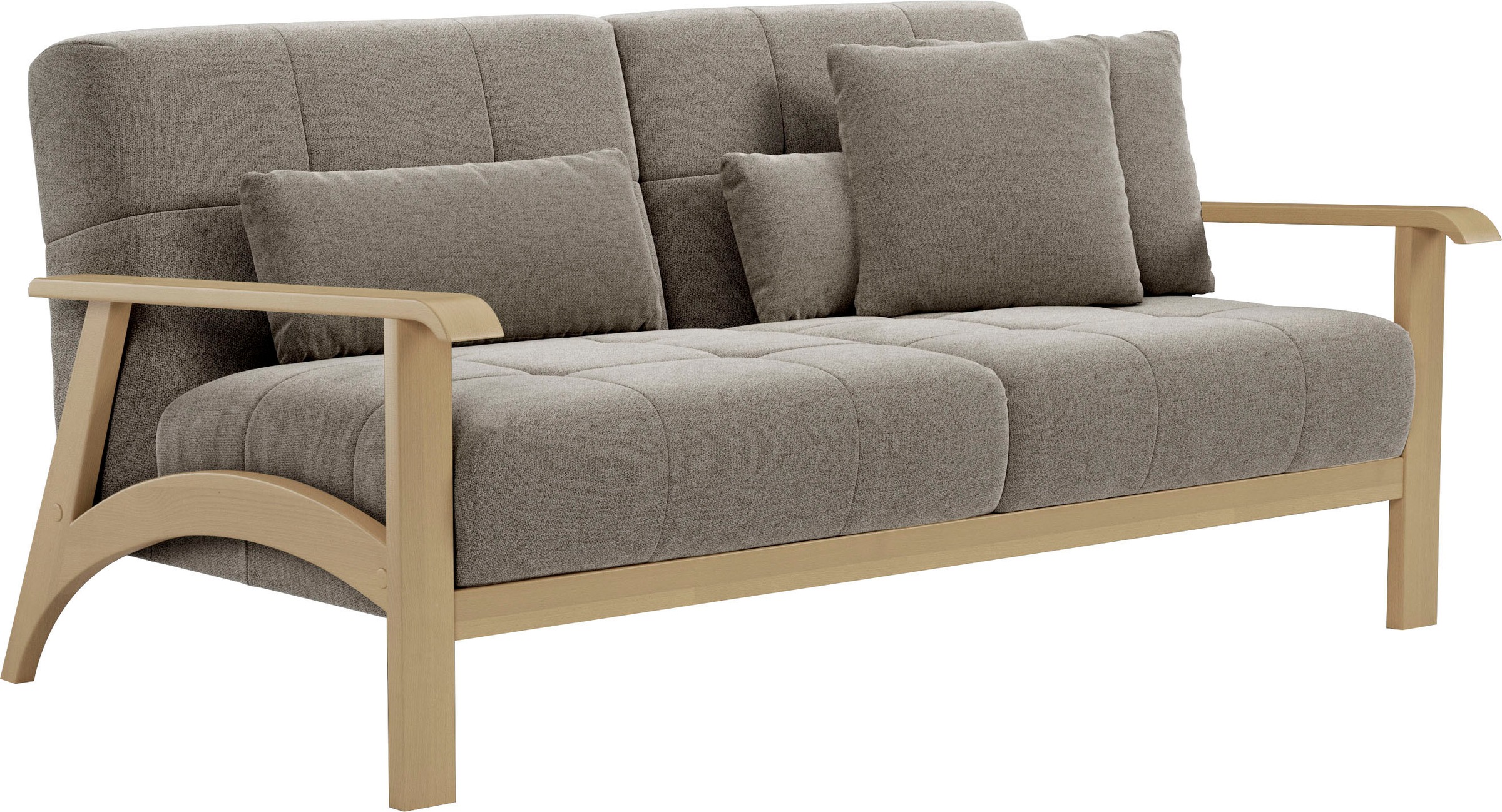 sit&more 2,5-Sitzer »Billund«, Armlehnen aus Buchenholz in natur, verschiedene Bezüge und Farben