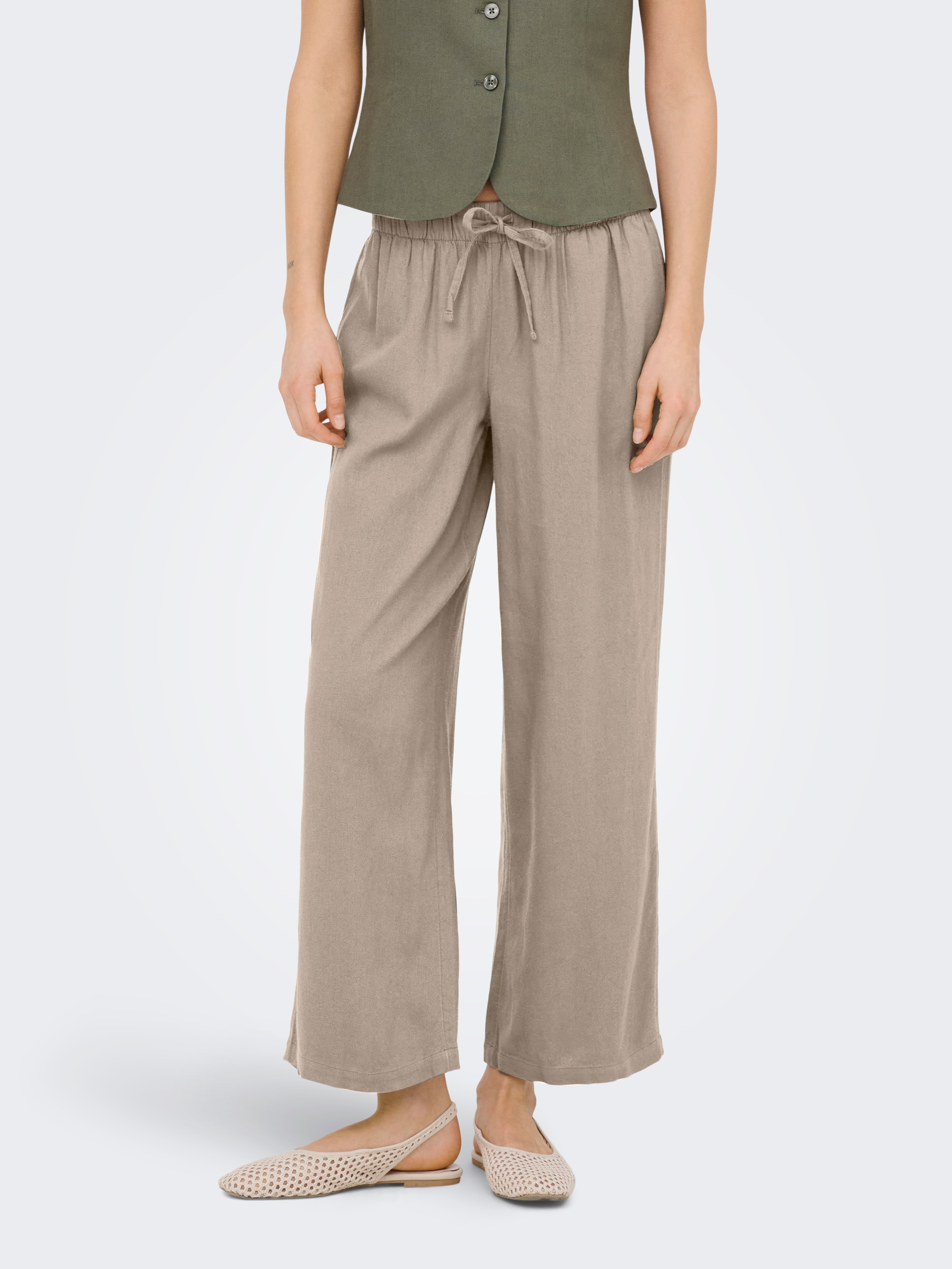 ONLY Culotte »ONLGOA MW LIN BL PULL-UP CULOTTE CC PNT«  mit Leinen