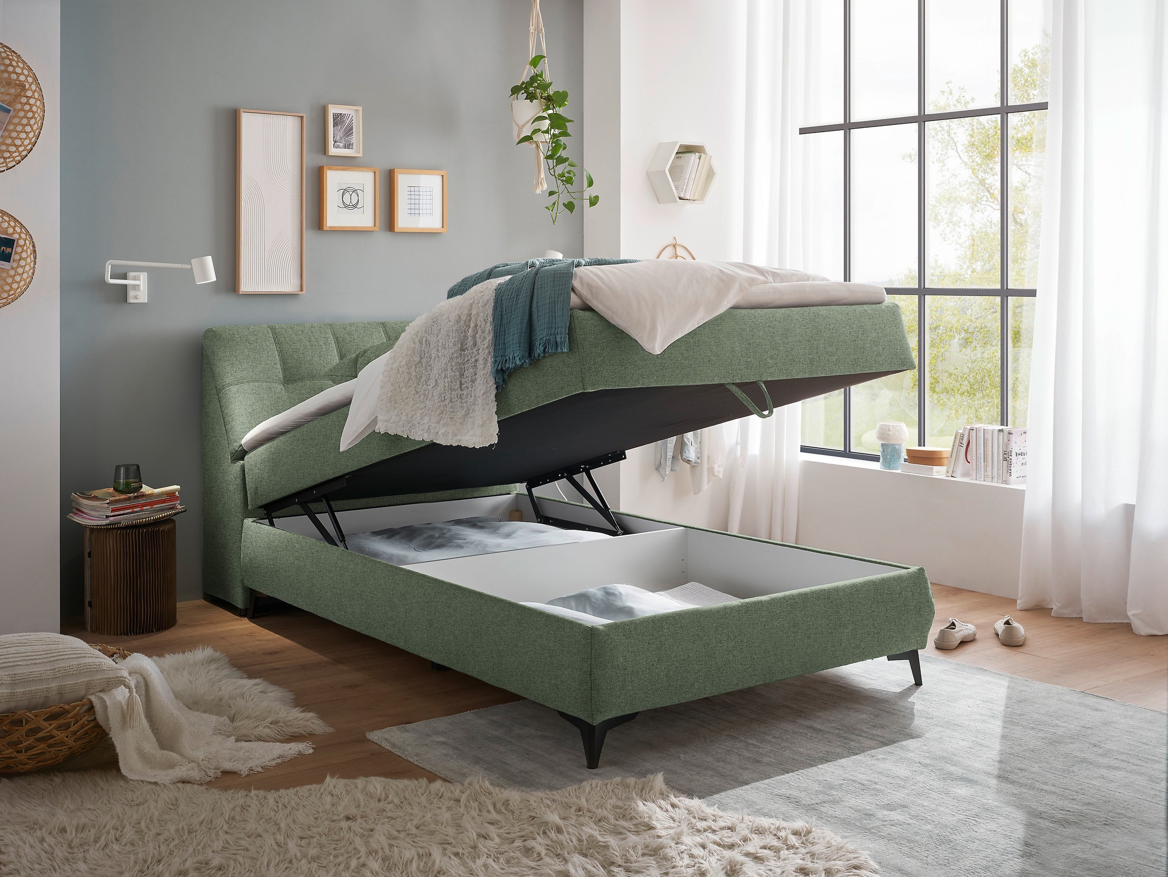 ED EXCITING DESIGN Boxbett »Atlantis«, mit Bettkasten und Stauraum im Kopfteil