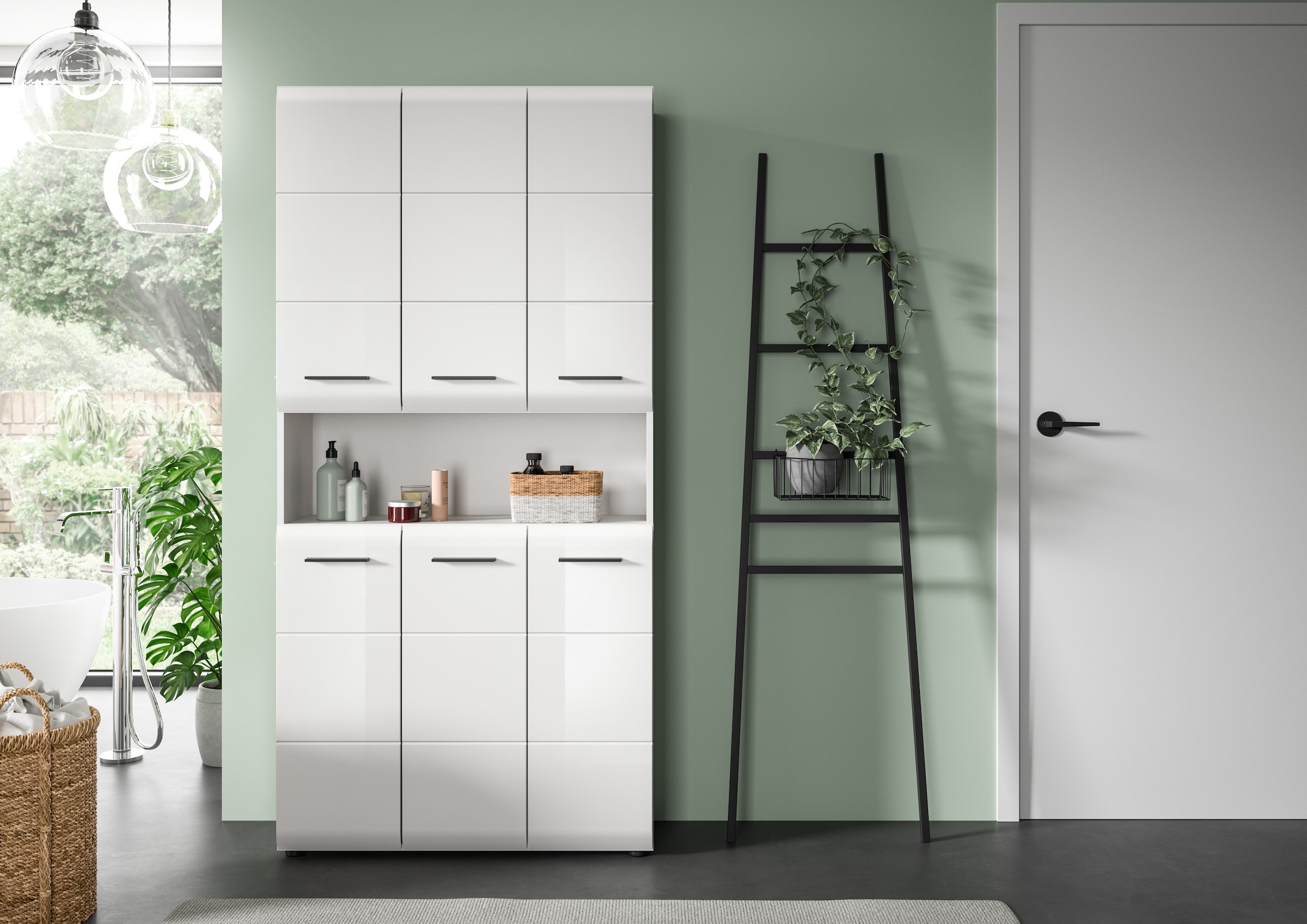 INOSIGN Stauraumschrank 1 Stk. tlg. Florenz, Mehrzweckschrank, Weiß Hochglanz Tiefzieh, 13 Fächer