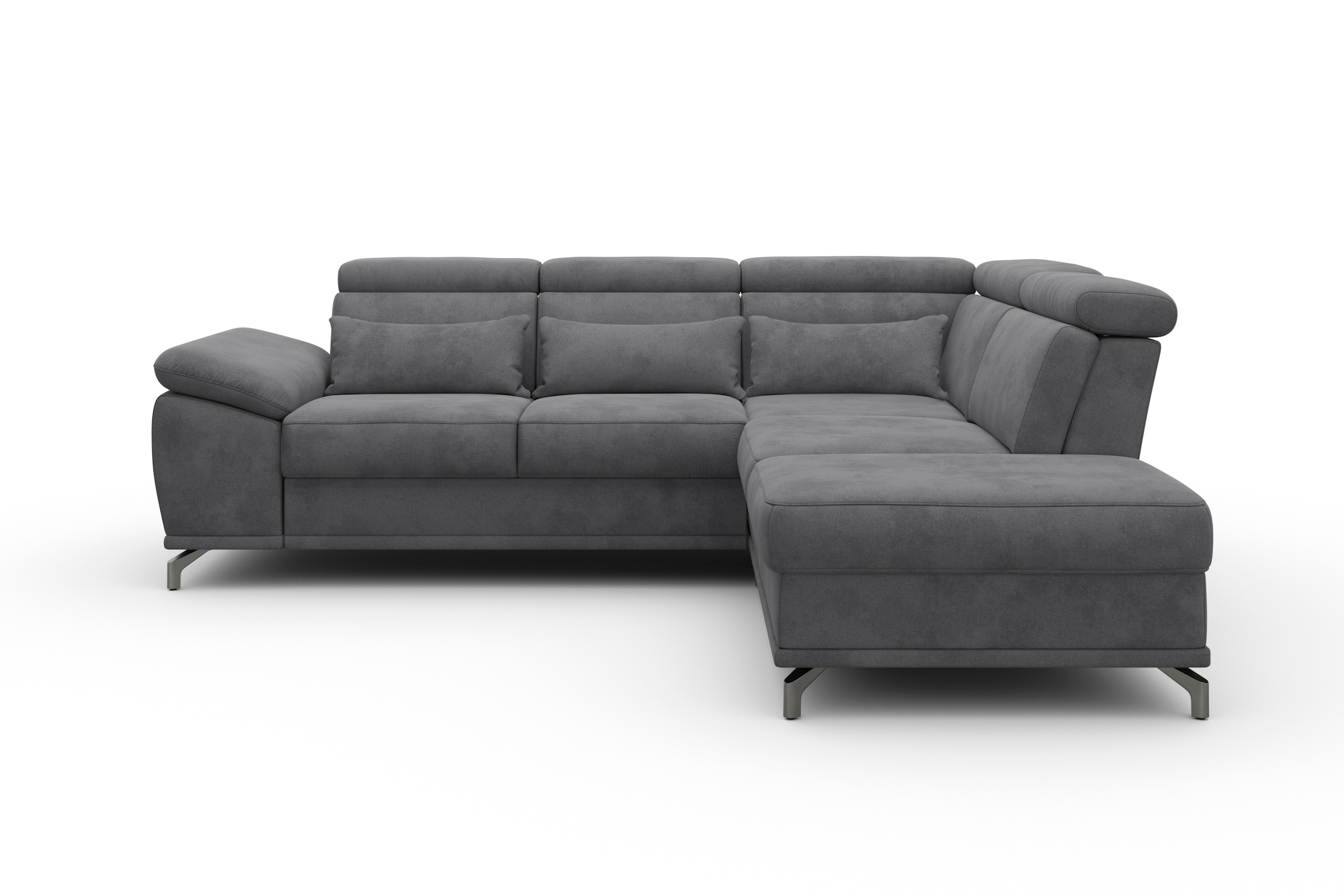 sit&more Ecksofa »Cabrio L-Form, mit Sitztiefenverstellung, Arm- und Kopfteilverstellung«, 3 Nierenkissen, Federkern, optional Bettfunktion und Stauraum