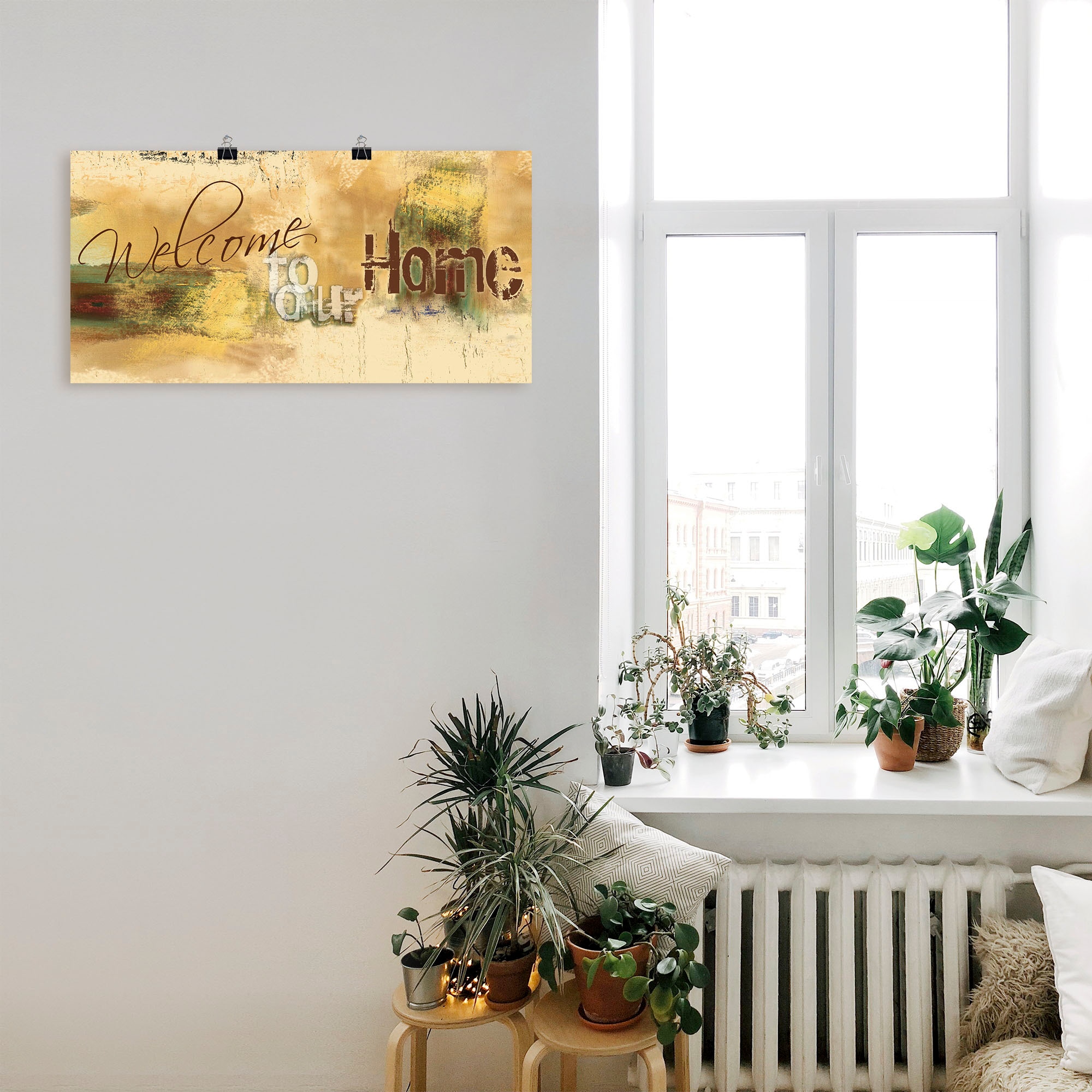 Artland Wandbild »Willkommen in unserem Zuhause«, Sprüche & Texte, (1 St.), als Alubild, Outdoorbild, Leinwandbild, Poster, Wandaufkleber