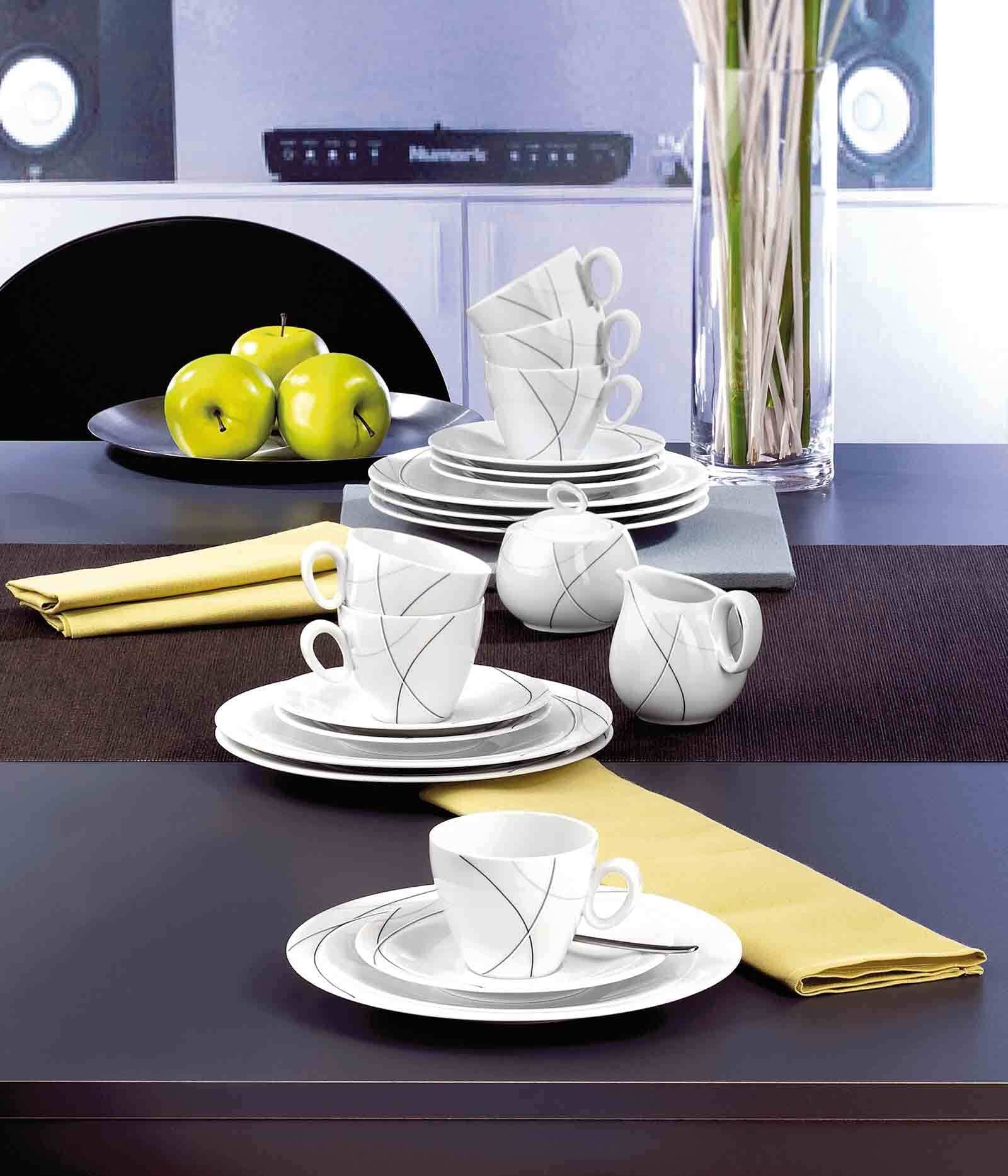 Seltmann Weiden Tasse »Kaffeetassen mit Untertassen Trio Highline 230 ml 6er Set weiß-grau«