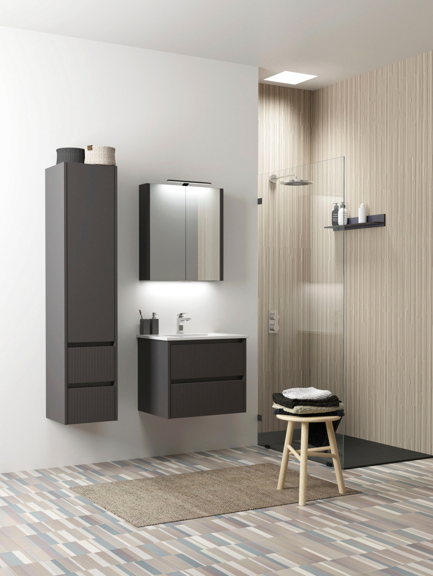 welltime Waschtisch »Urban«, mit Keramik Waschbecken, 2 Schubladen mit Softclose, Breite 60 cm