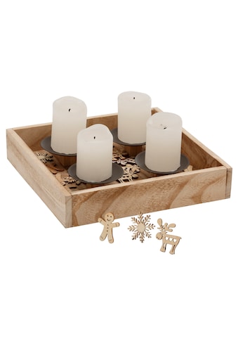 Adventsleuchter »Kerzenhalter Ennsling mit 24 Streudekofiguren, 25x25 cm«, (1 St.)