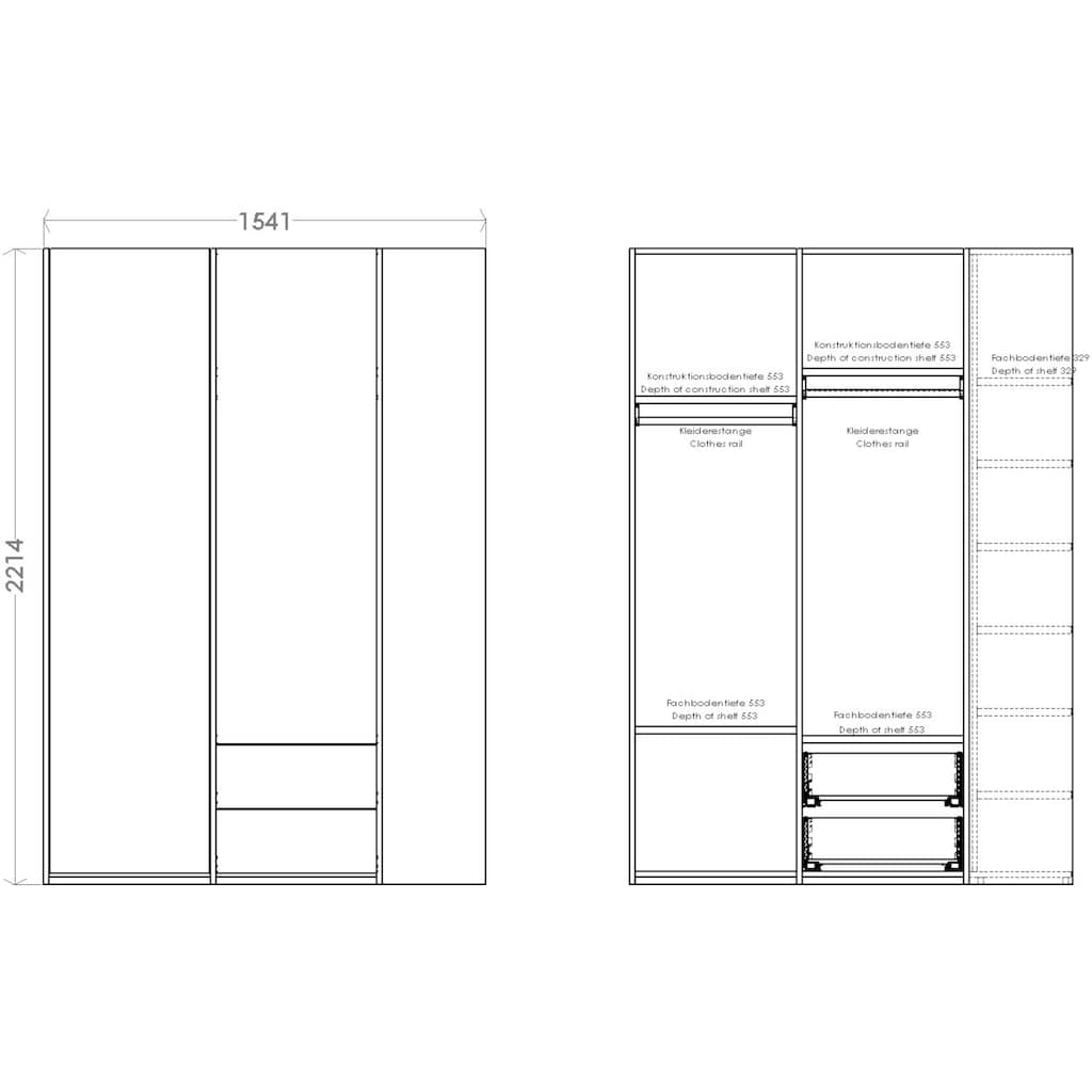 Müller SMALL LIVING Kleiderschrank »Modular Plus Variante 2«, inklusive 2 kleinen Schubladen im rechten Schrankteil