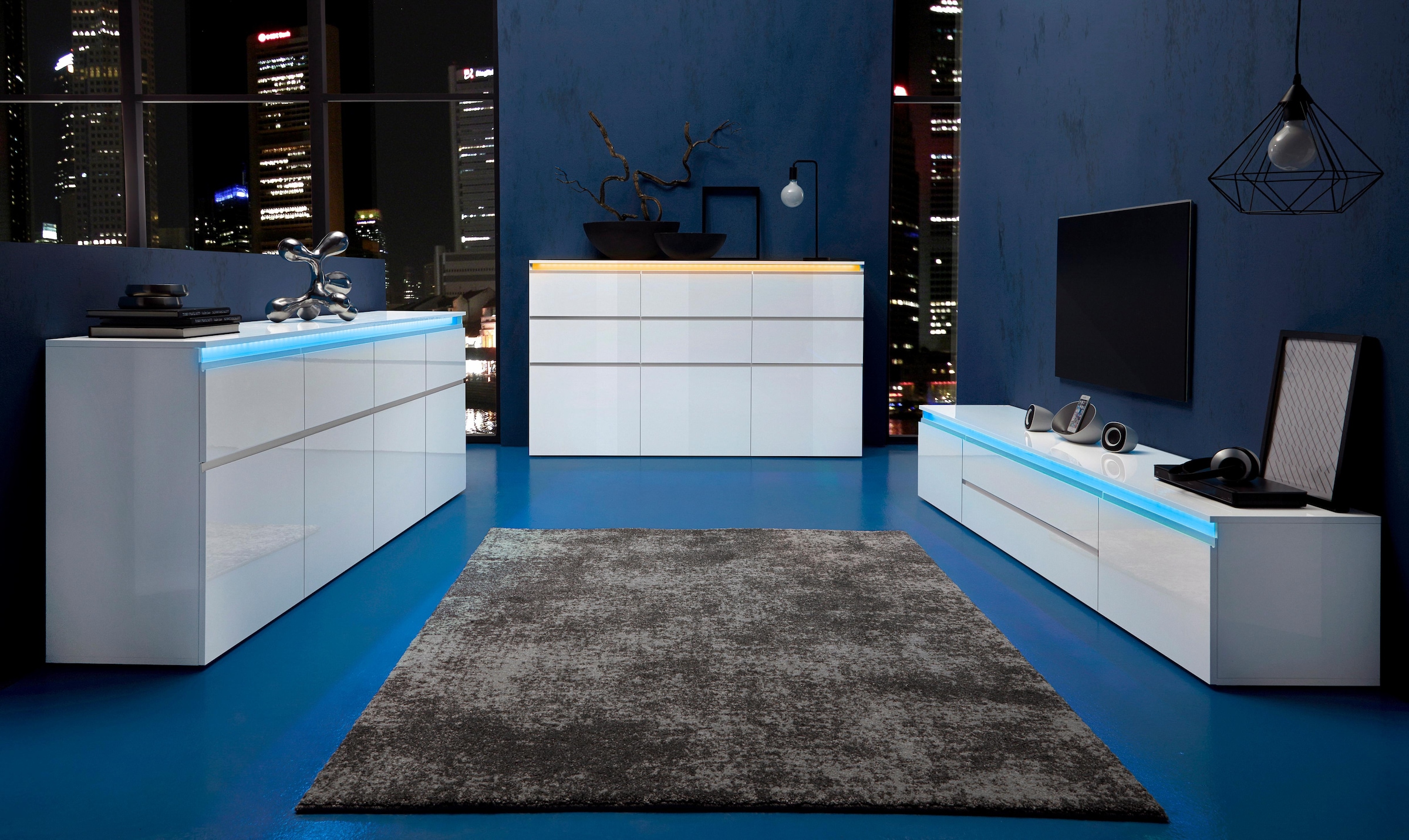INOSIGN Highboard »Magic, Highboard, Hochschrank, Hochkommode«, mit 3 Türen und 6 Schubkästen, Hochglanz lackiert, Breite 180cm