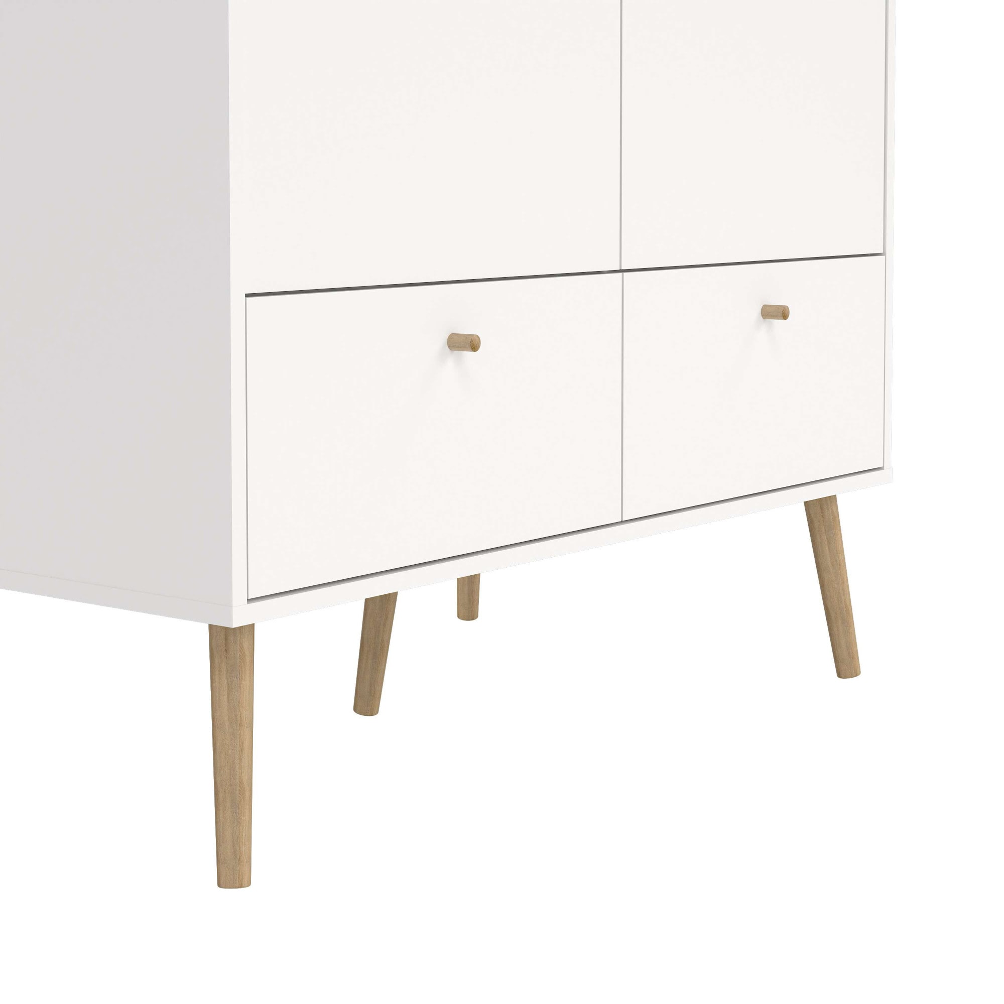 andas Kleiderschrank »Bodo, Drehtürenschrank, Aufbewahrung Kasten Schrank Stauraum«, 2 Türen, 2 Schubladen, Beine und Griffe Massivholz, Breite 99 cm