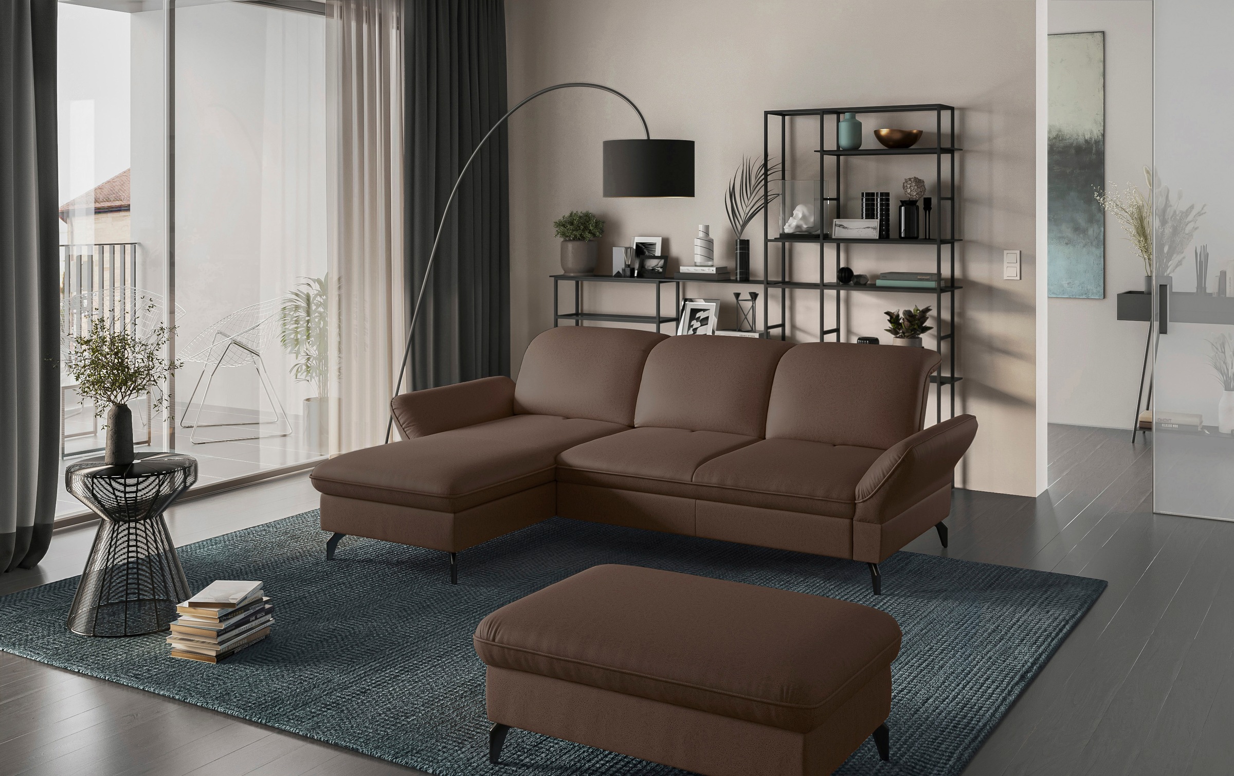 sit&more Ecksofa »Leandro L-Form« Wahlweise mit Bett-, Kopfteil - und Armle günstig online kaufen