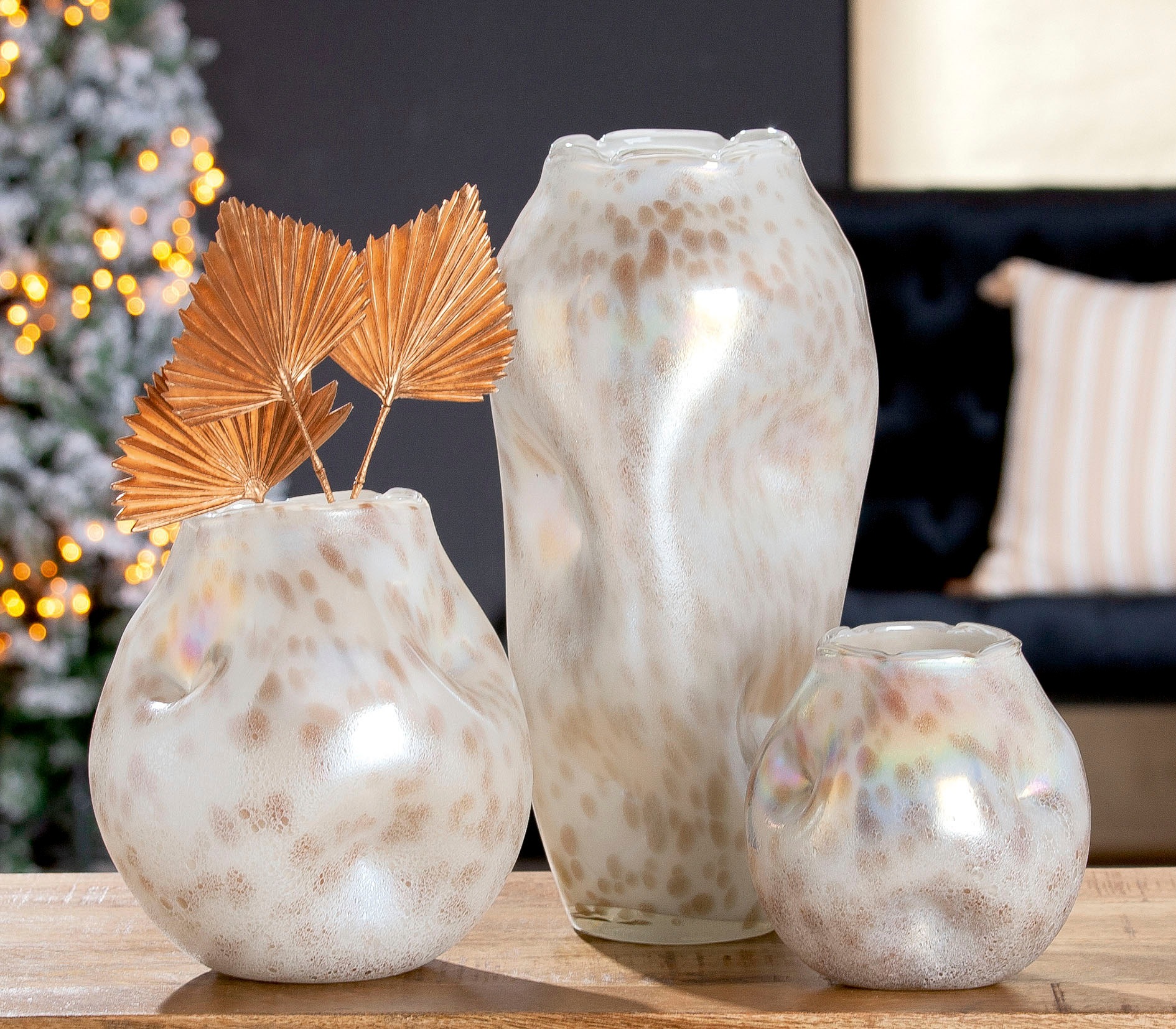 Casablanca by Gilde Tischvase »Crumple, Dekovase«, (1 St.), Vase aus Glas, mit feiner Oberflächenstruktur