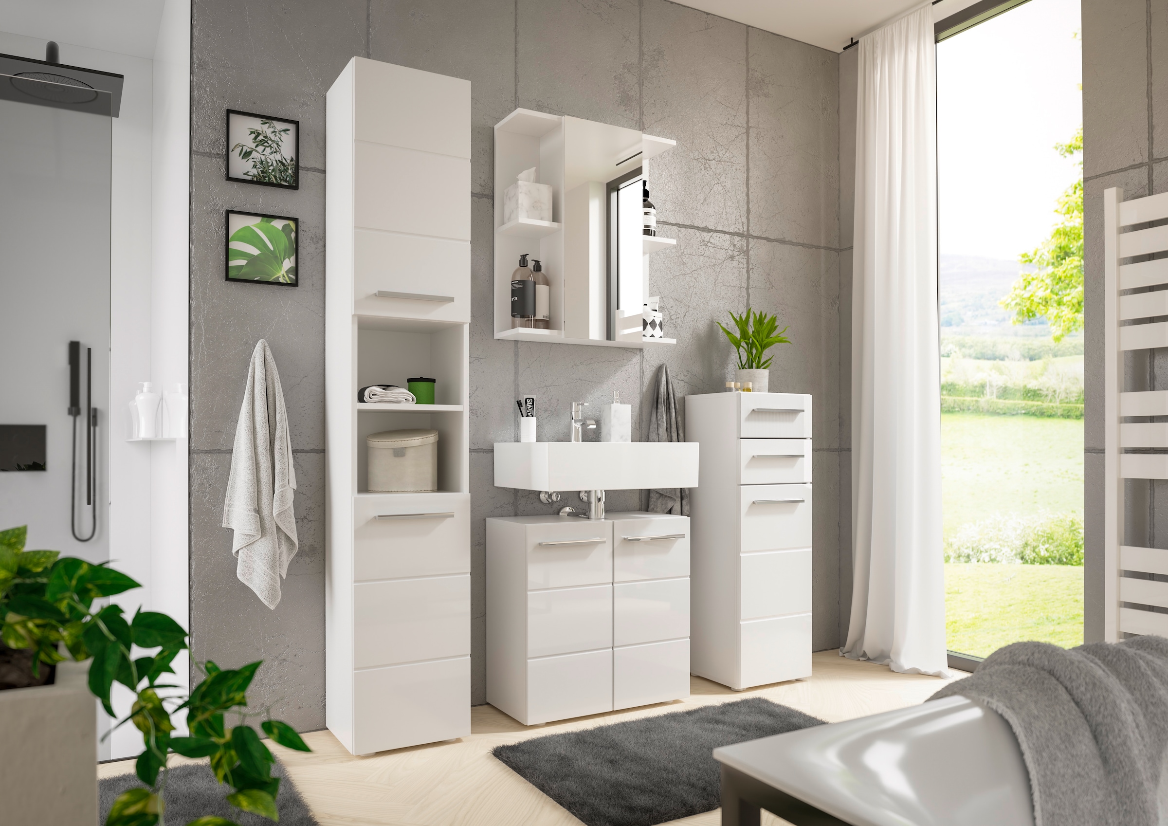 BASIC by Balculina Waschbeckenunterschrank »Mandi« 1 Stk. tlg. Breite 60cm, hochglanz Front