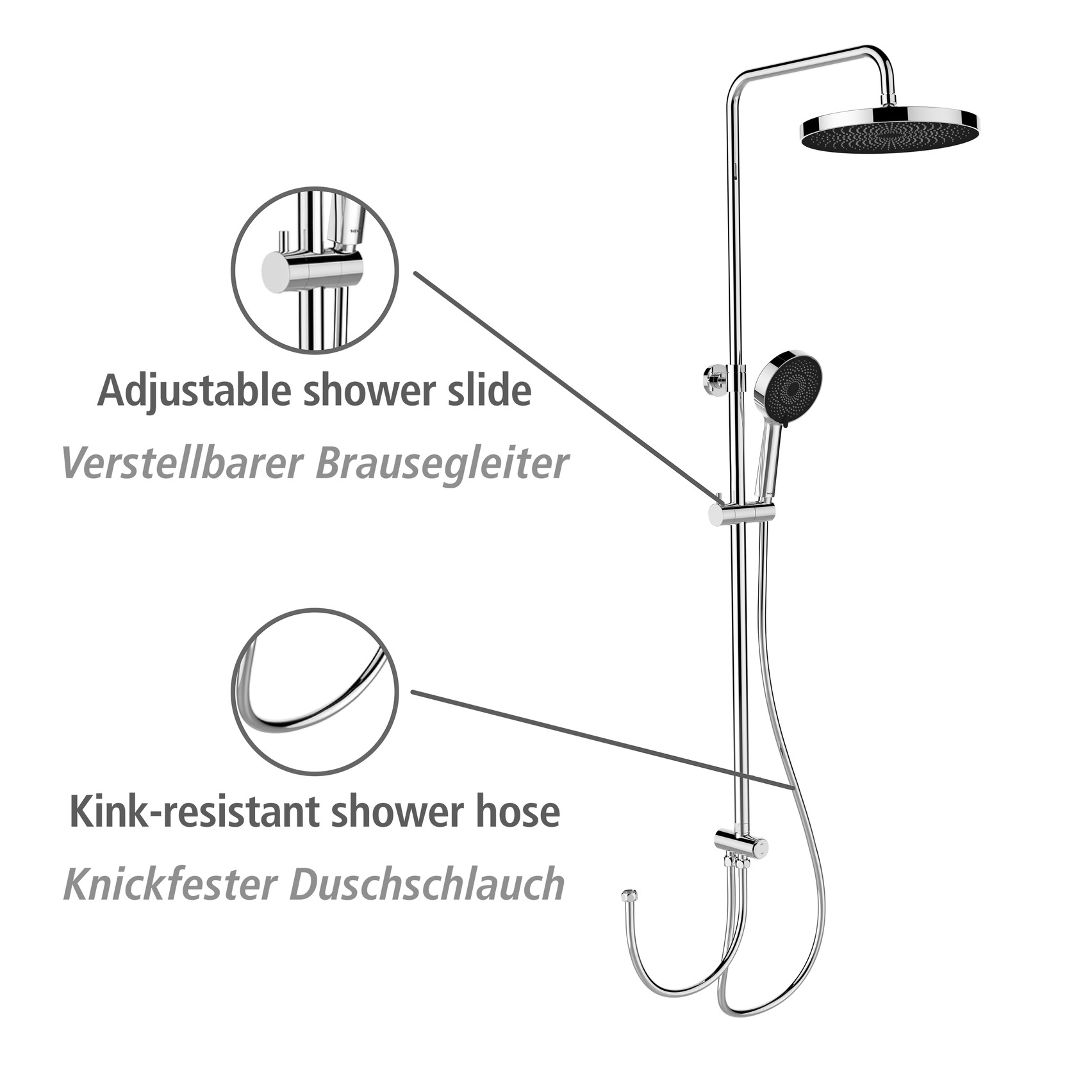 WENKO Duschsystem »Softwater« Chrom, einfacher Anschluss an bestehende Armatur o. Wandanschlussbogen