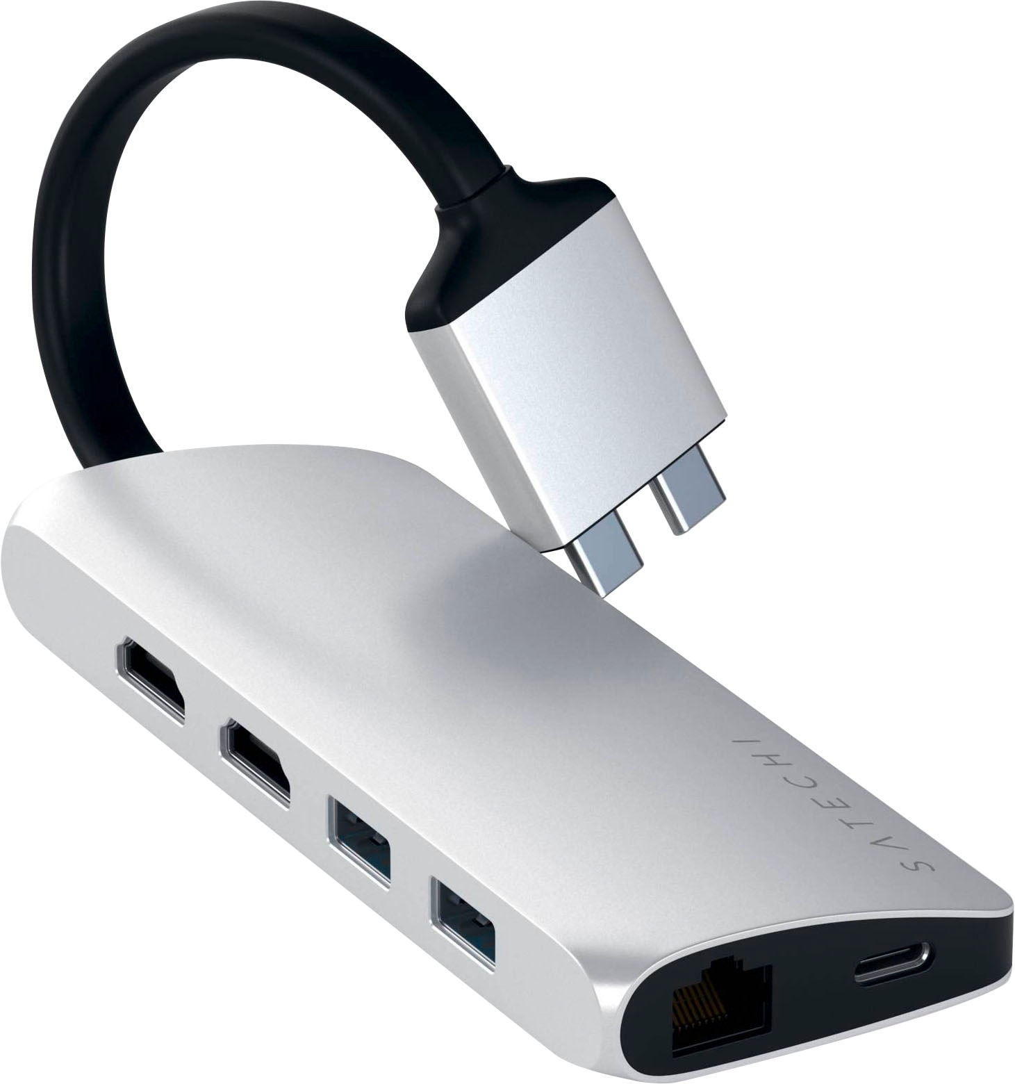 Satechi Laptop-Adapter »Type-C Dual Multimedia Adapter«, USB-C zu HDMI-USB Typ A-USB Typ C-MicroSD-Card-SD-Card-RJ-45 (Ethernet), 15,9 cm
