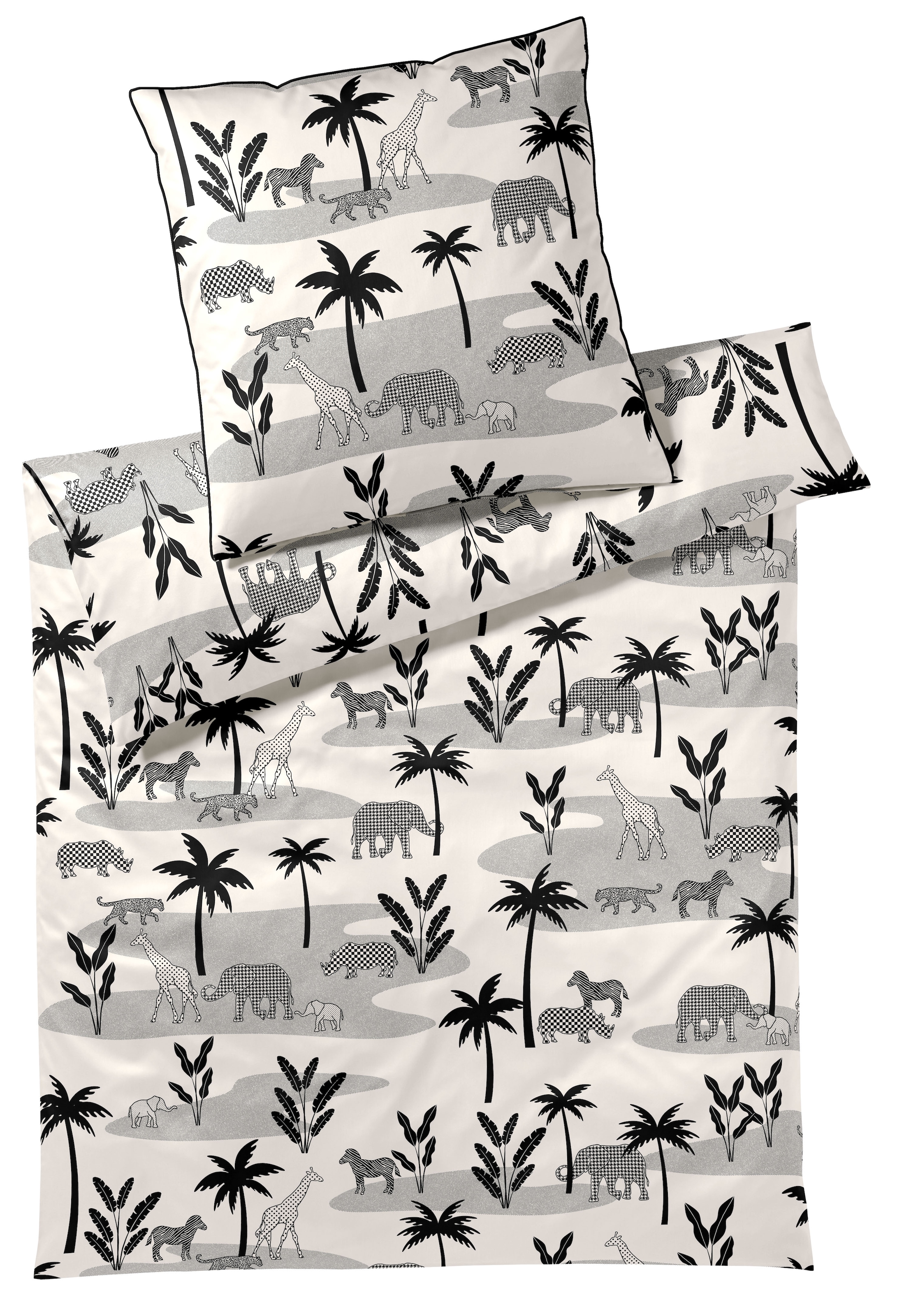Elegante Bettwäsche »Jungle Graphic« 2 Stk. tlg. angenehmes Hautgefühl günstig online kaufen