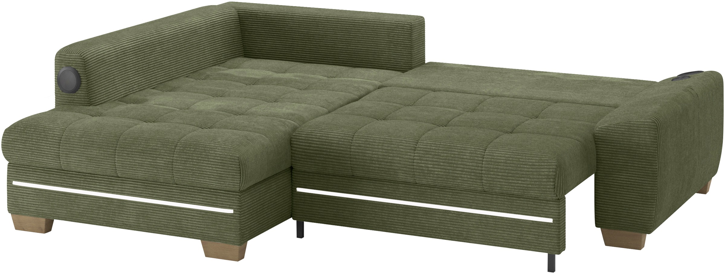 Mr. Couch Ecksofa »Nikita II, L-Form«, RGB-LED, Bluetooth-Soundsystem, wahlweise mit Bett, Bettkasten