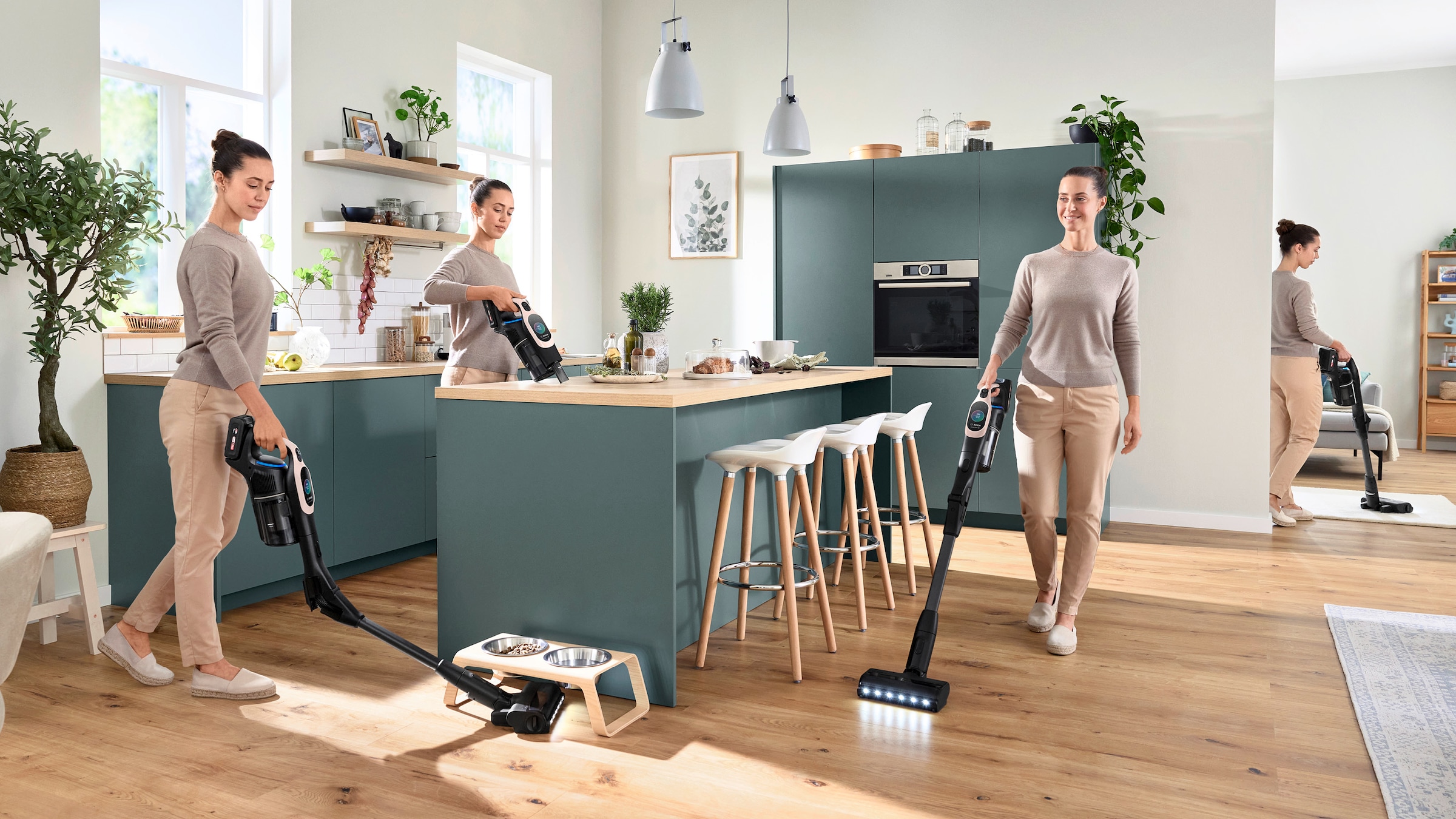 BOSCH Akku-Stielstaubsauger »Unlimited 10 BKS1041RHF, MicroClean™ Technology, Display, Knickrohr«, HEPA-Filtersystem, 10 Jahre Motorgarantie, LED-Licht, powder rose